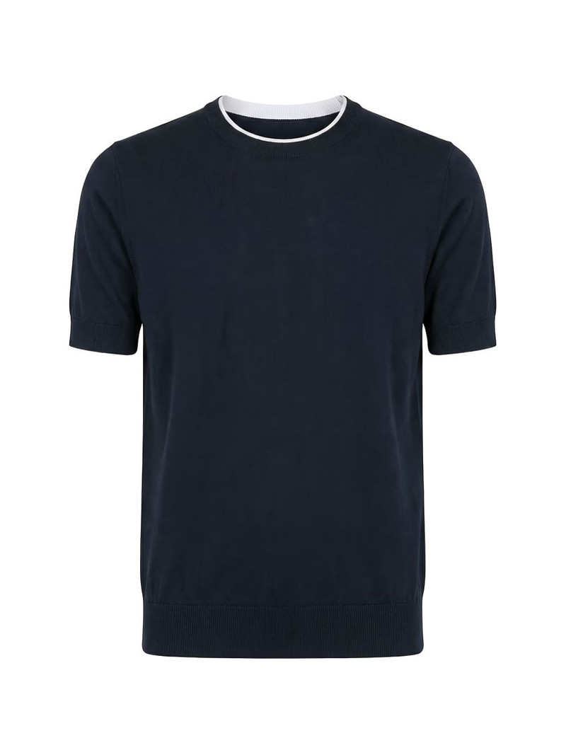 contrast-trim knitted T-shirt 1