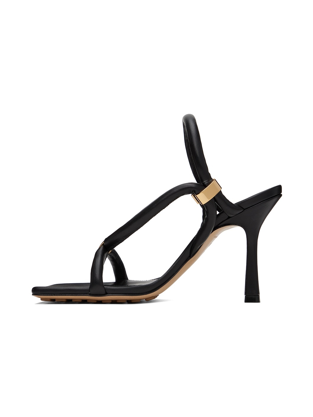Black Stretch Strap Sandals - 3