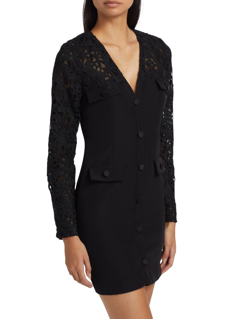 Women's Navina Lace-Trim Crepe Minidress - Black 4