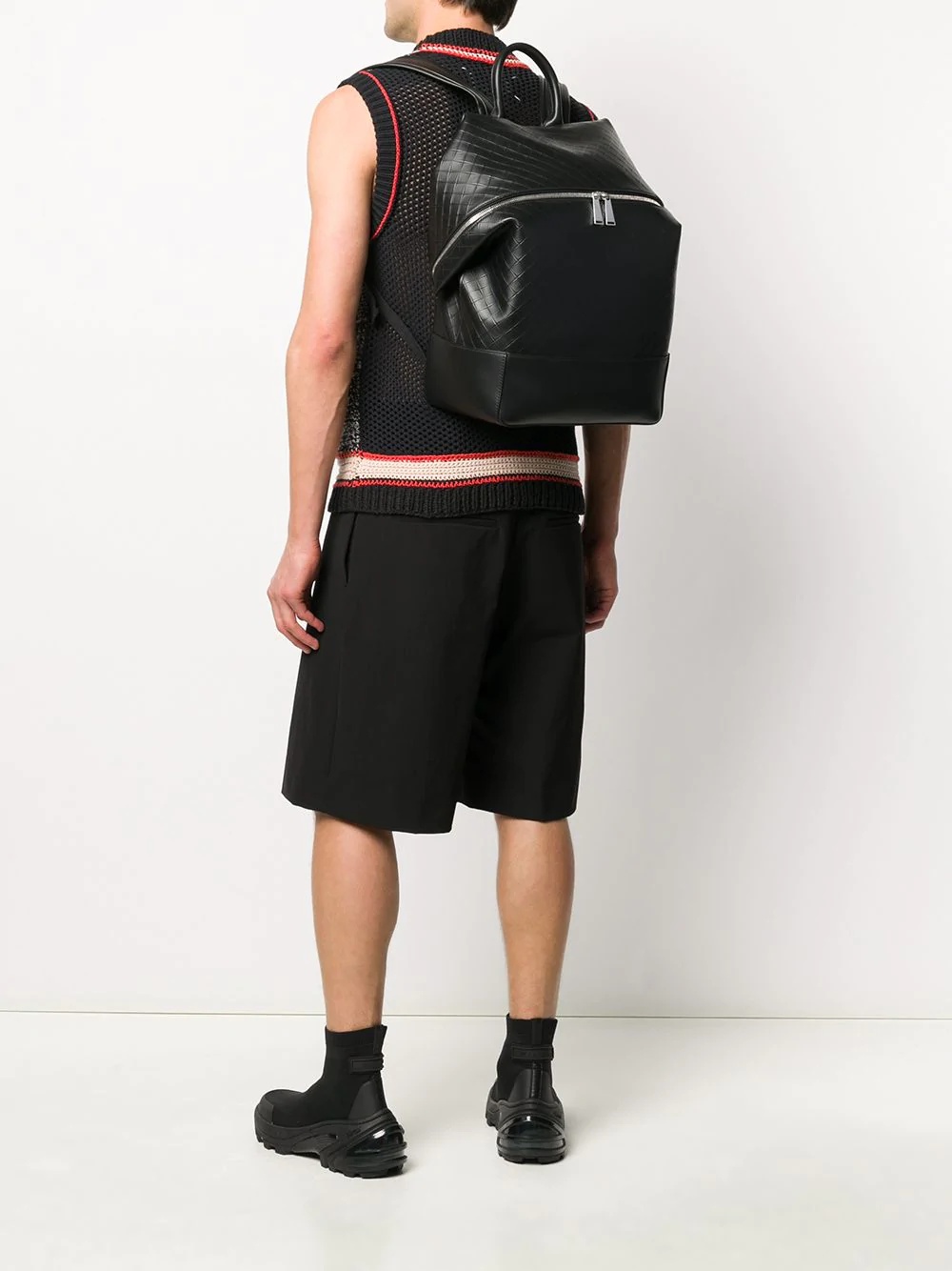 woven detailed leather backpack - 2