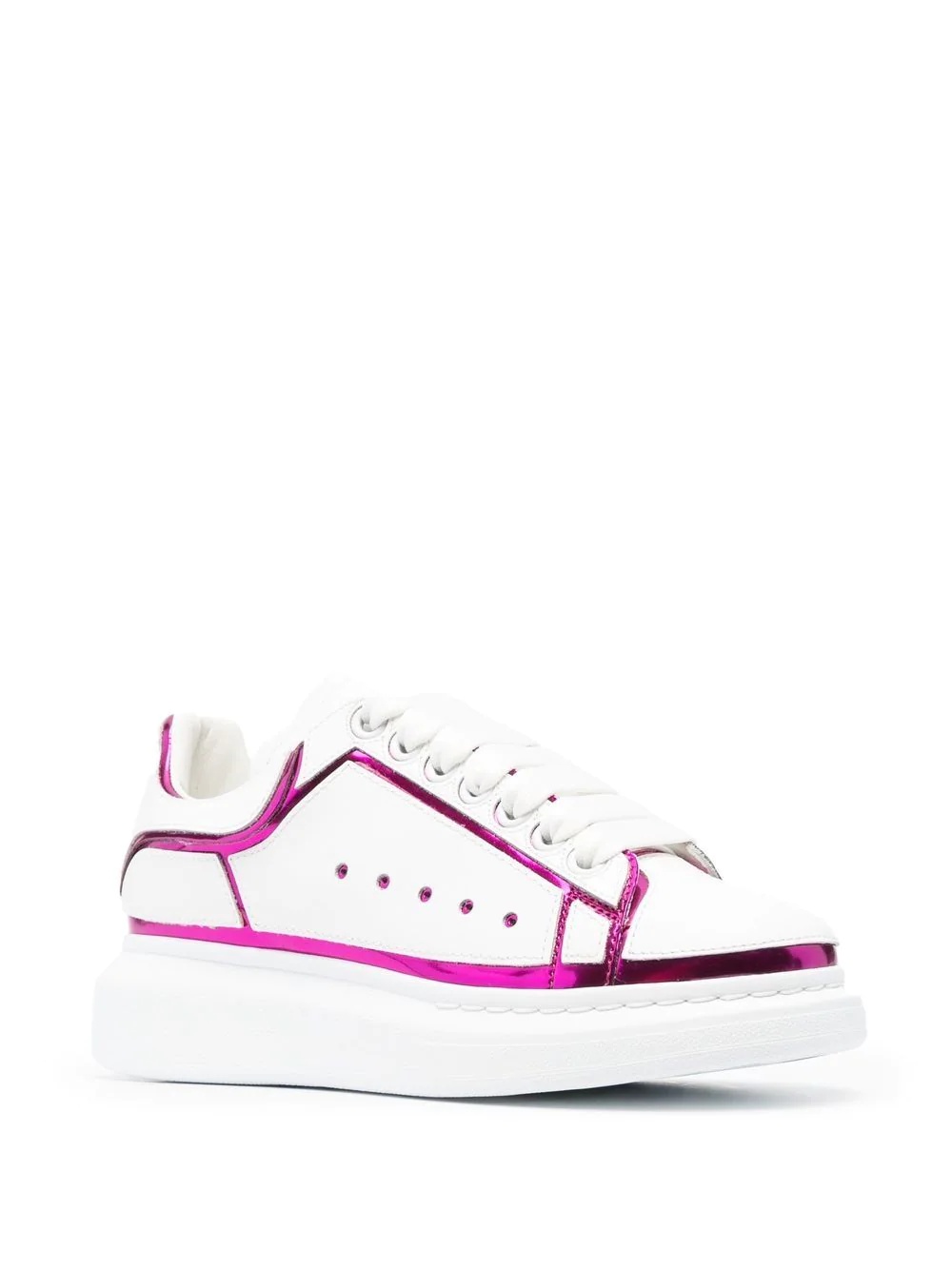 metallic-trim lace-up sneakers - 2