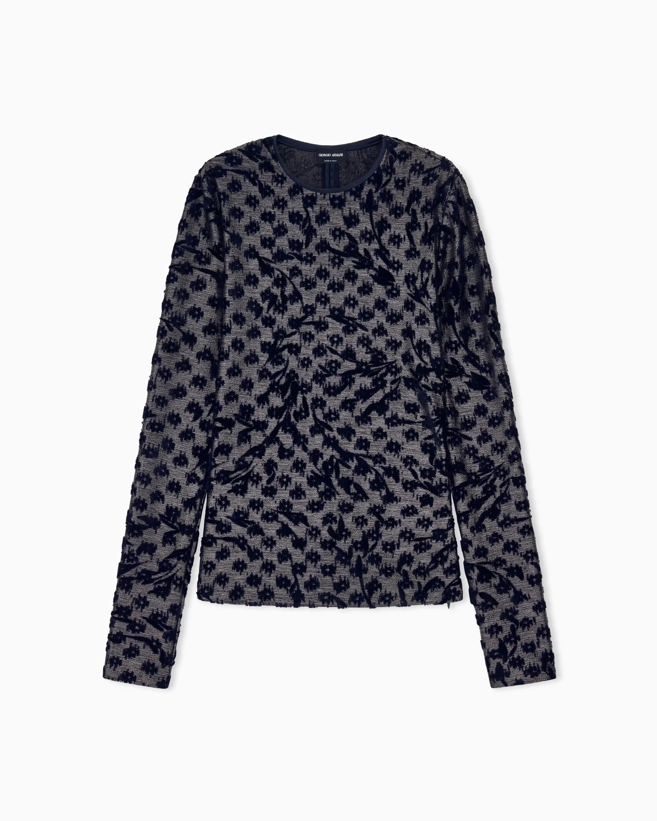 JUMPER SLIM FIT CREW NECK JERSEY WITH 3D FLOWER MOTIF - 1