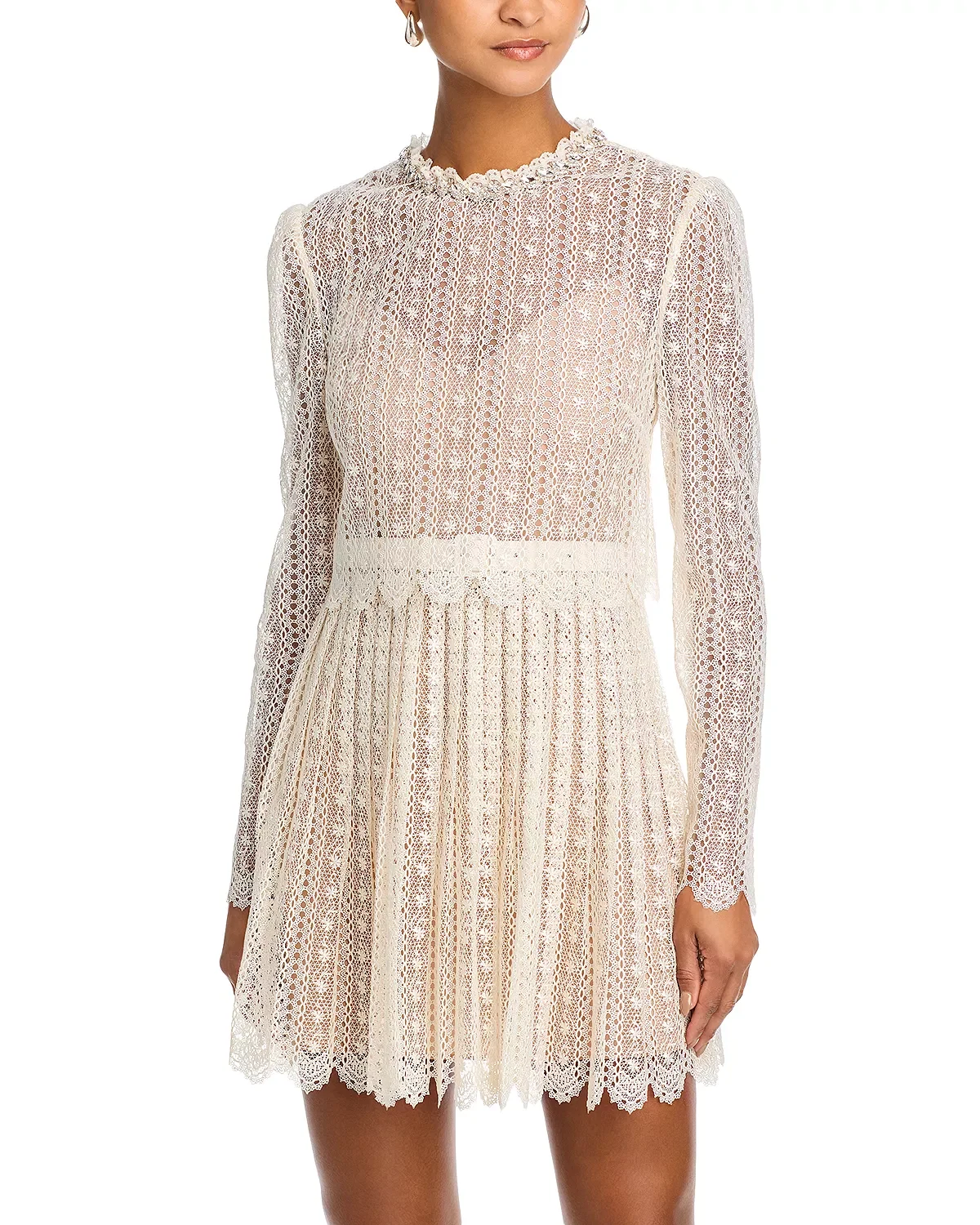 Organza Lace Mini Dress - 1