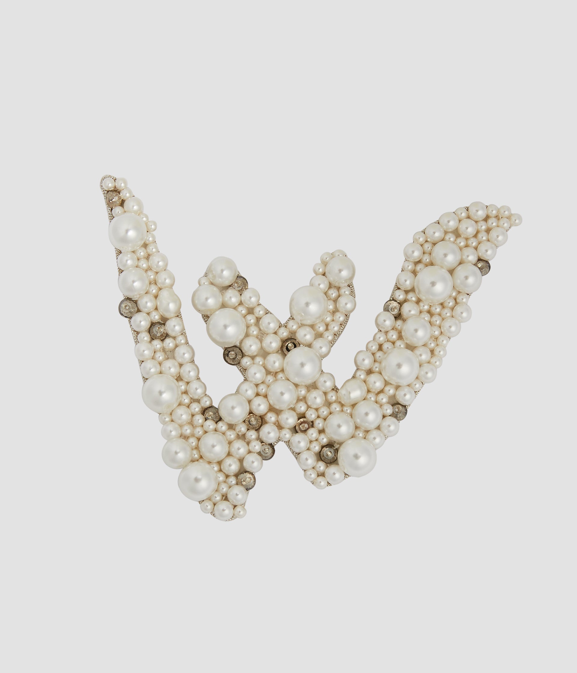 PEARL ALPHABET BROOCH W - 1