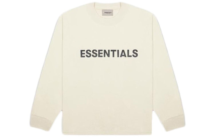 Fear of God Essentials SS20 3D Silicon Applique Boxy Long Sleeve Buttercream logo Tee FOG-SS20-412 - 2