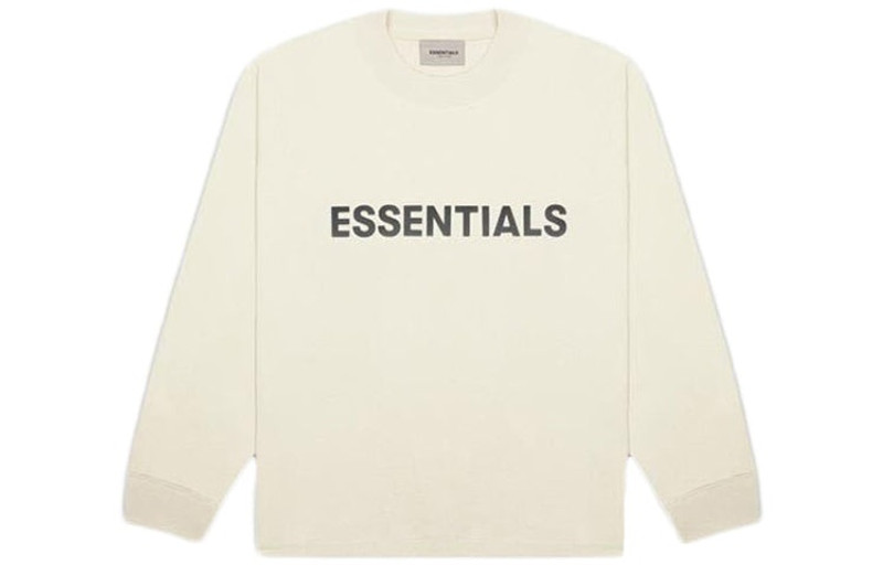 ESSENTIALS Fear of God Essentials SS20 3D Silicon Applique Boxy Long Sleeve Buttercream logo Tee FOG-SS20-412 outlook
