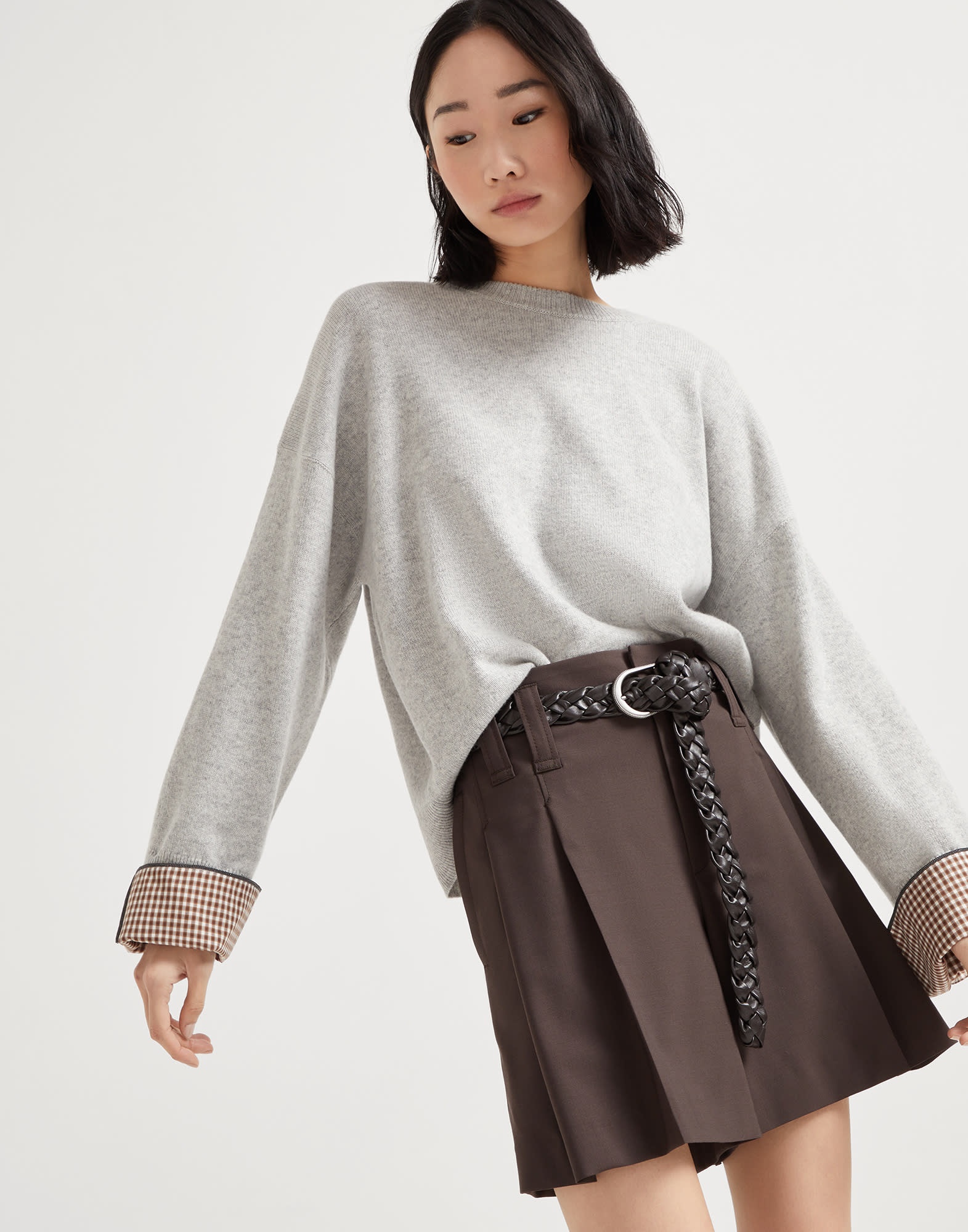 Cashmere sweater with shiny shirt details - 4
