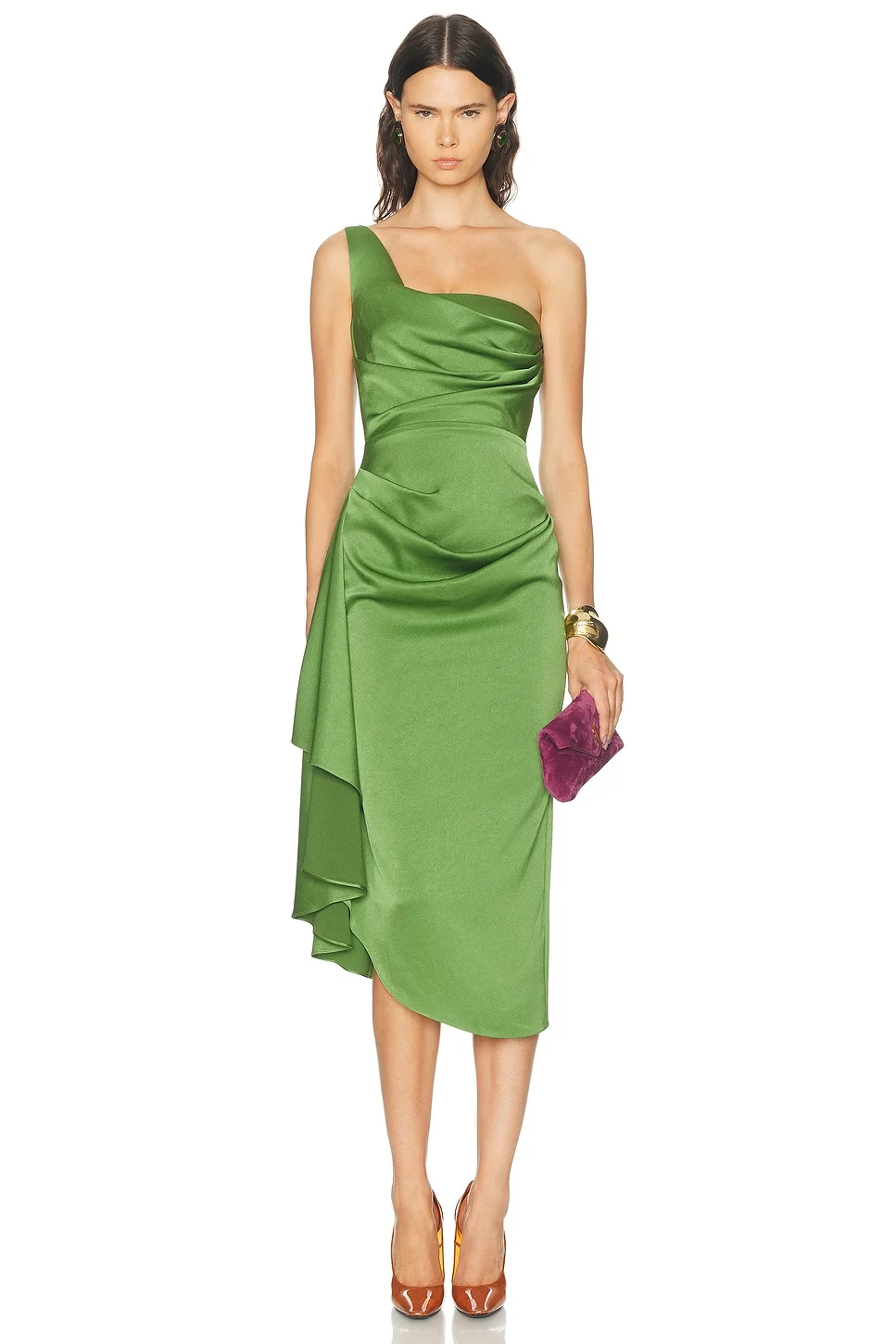 One Shoulder Drape Dress - 1