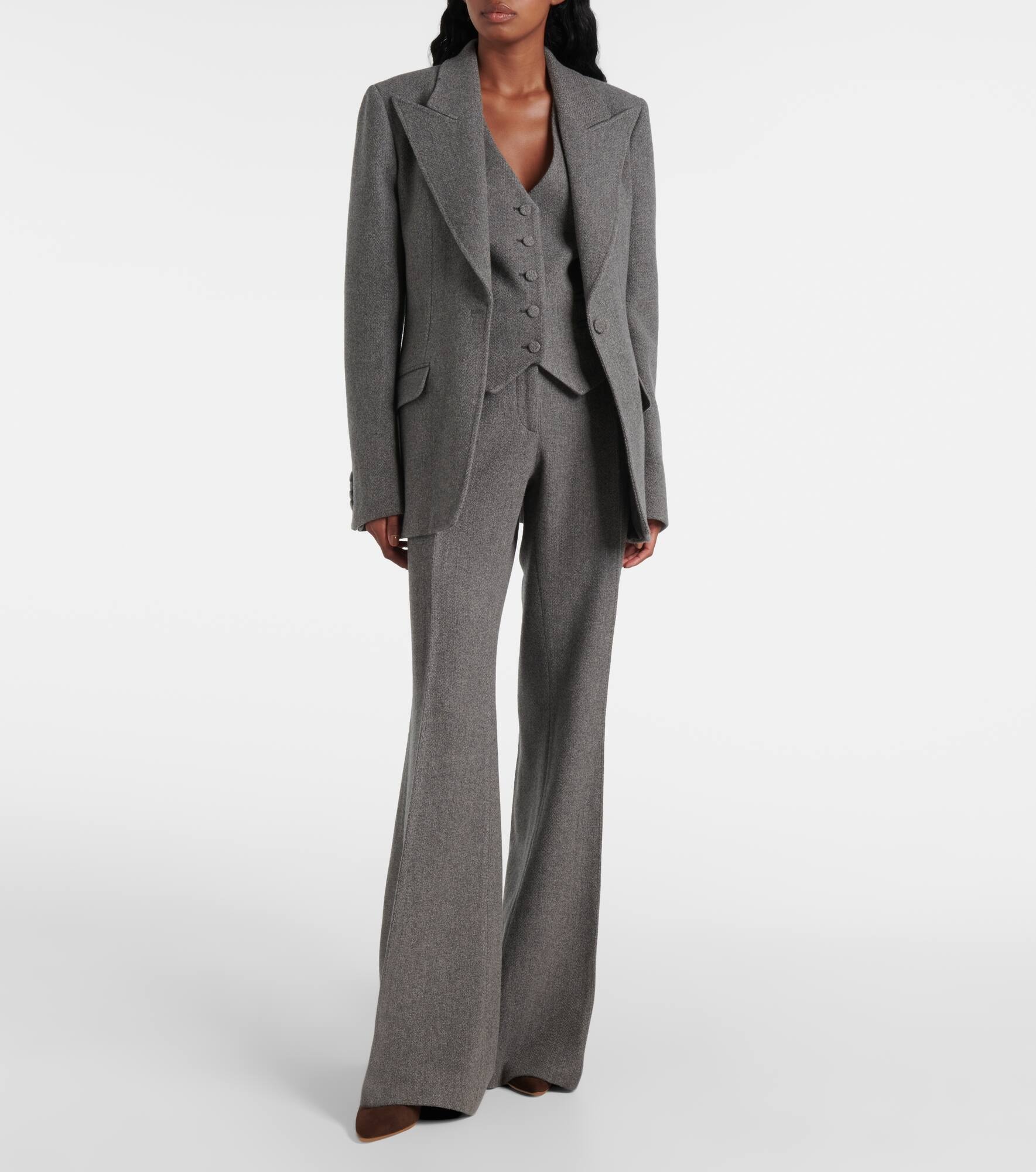Rhein high-rise wool and cashmere flared pants - 7