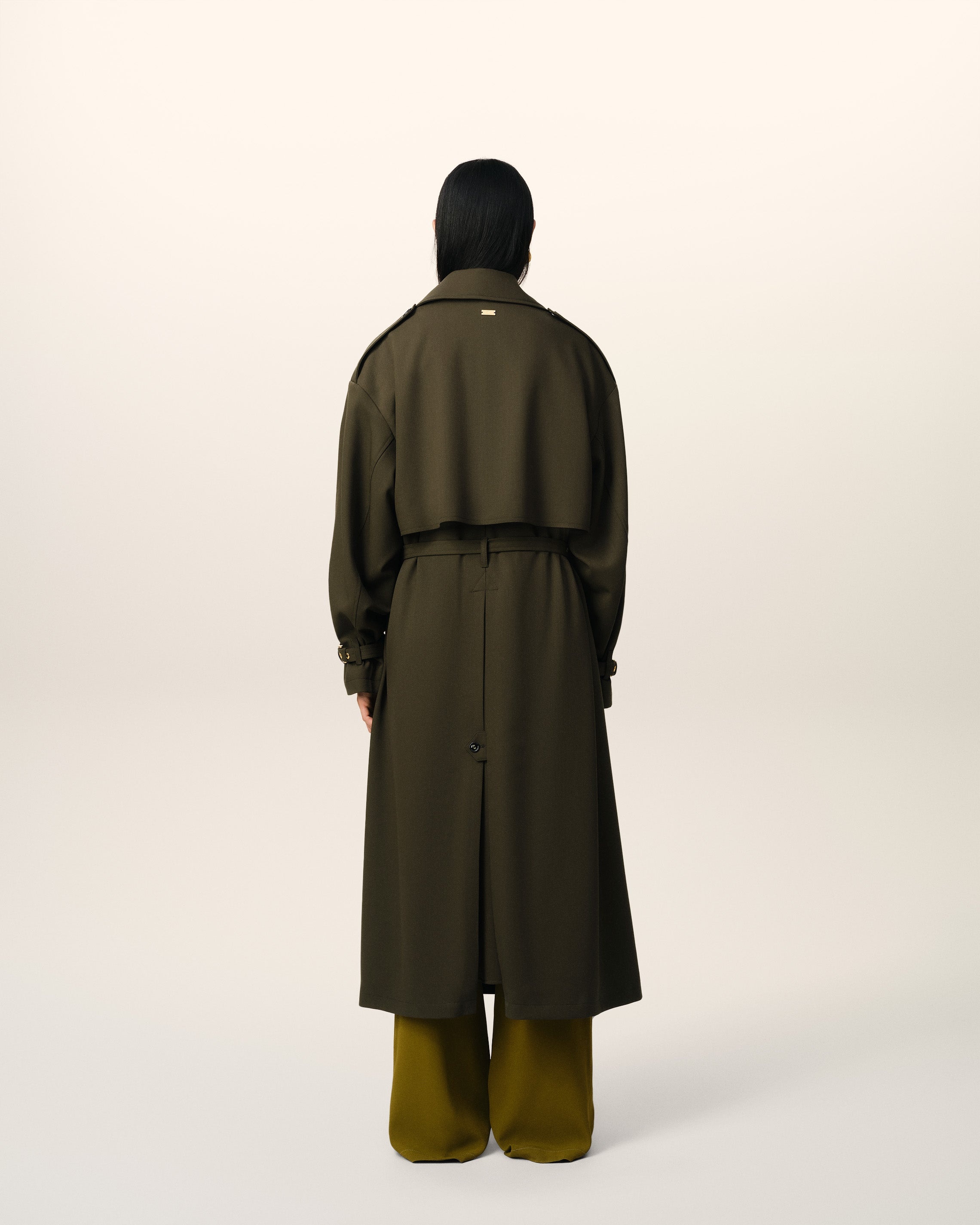 GREEN WOOL TRENCH COAT - 5