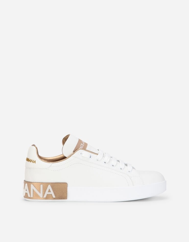 Calfskin nappa Portofino sneakers with lamé details - 1