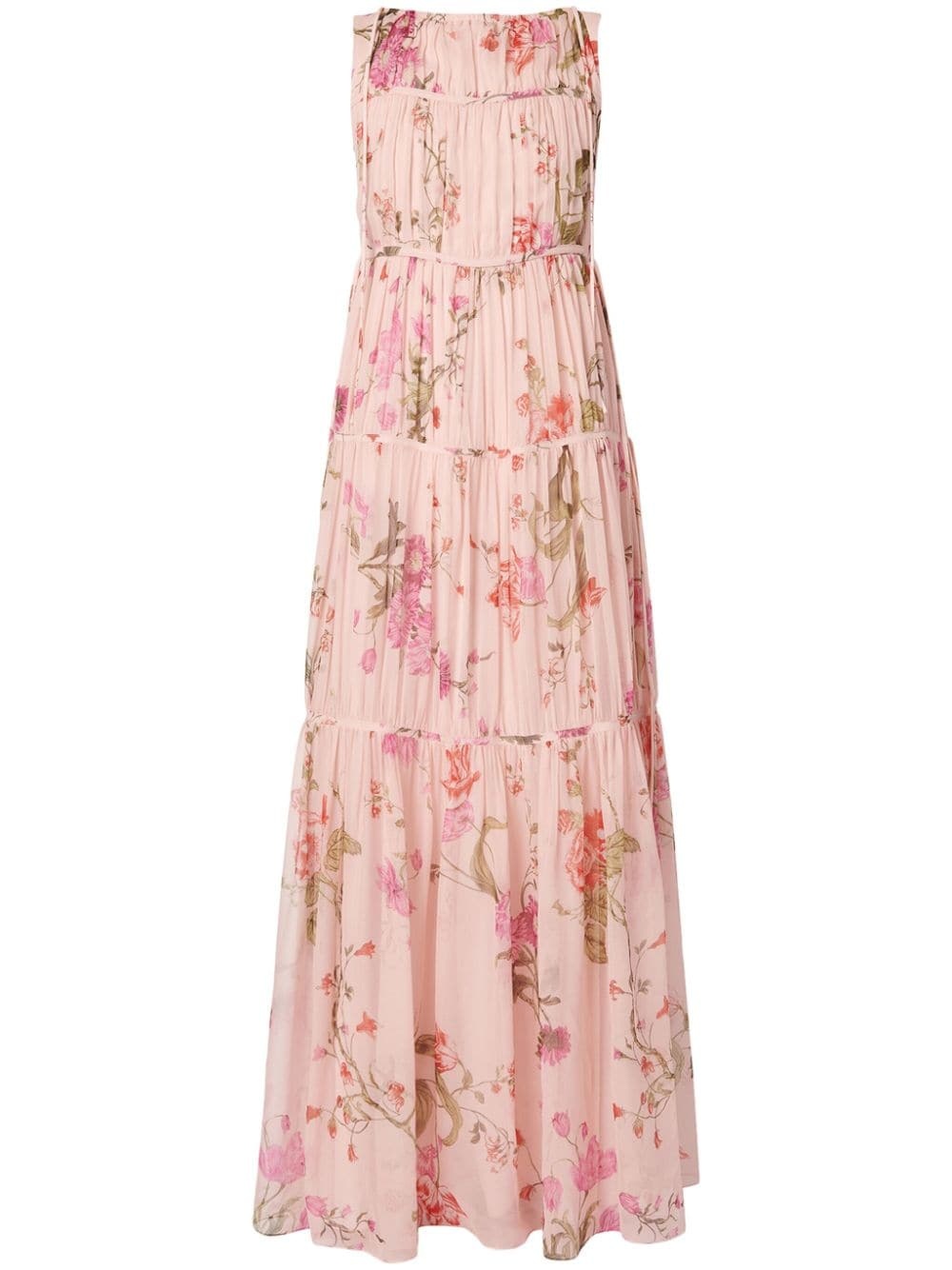 floral-print tiered gown - 1