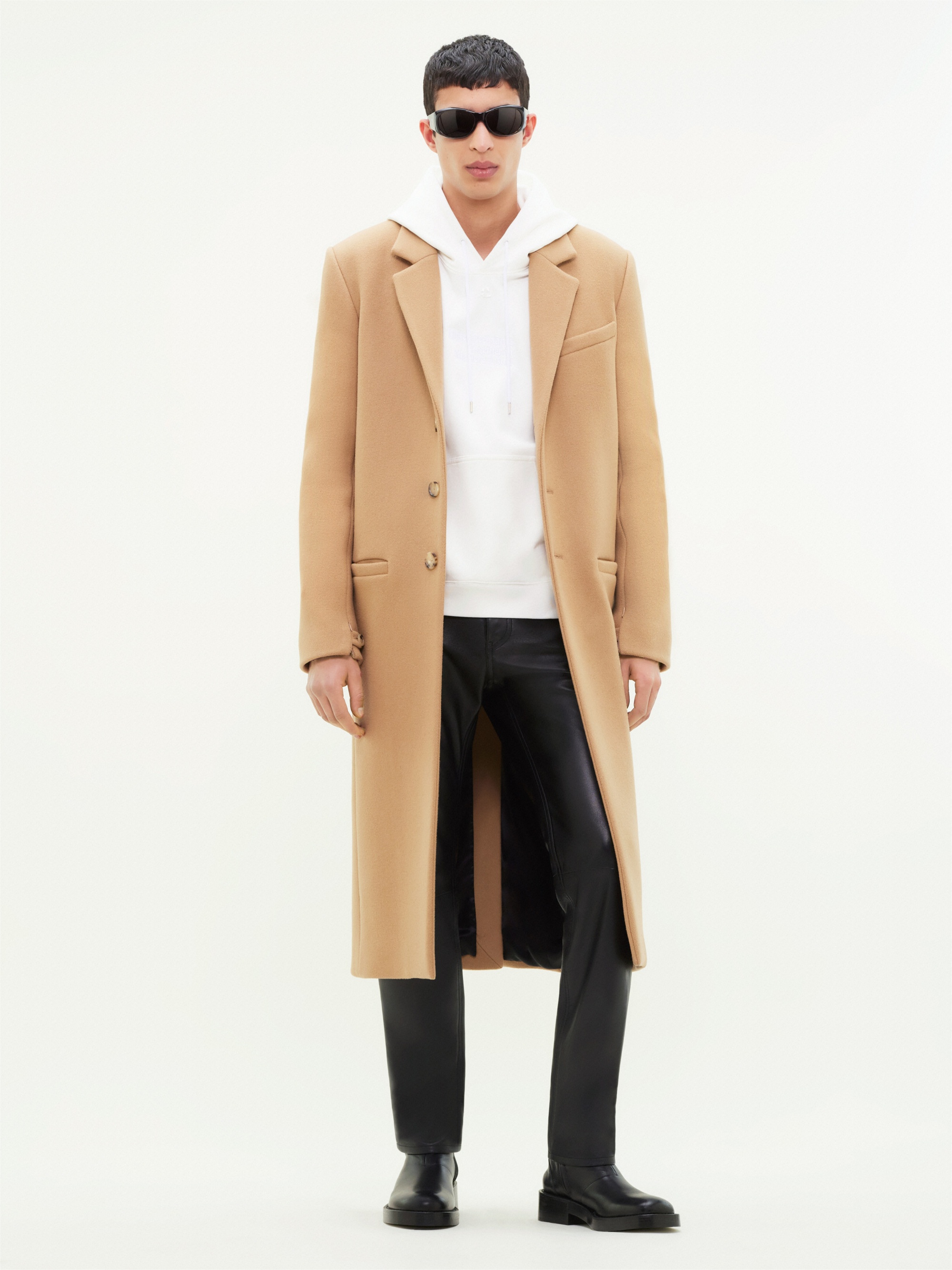 ZIPPED SLEEVES WOOL TAILORED COAT - 2