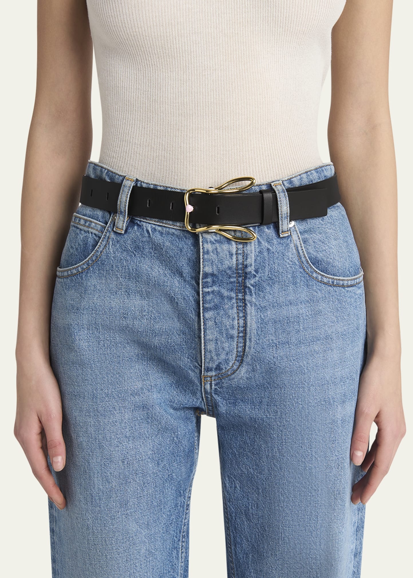 Bunny Buckle Leather Belt - 2