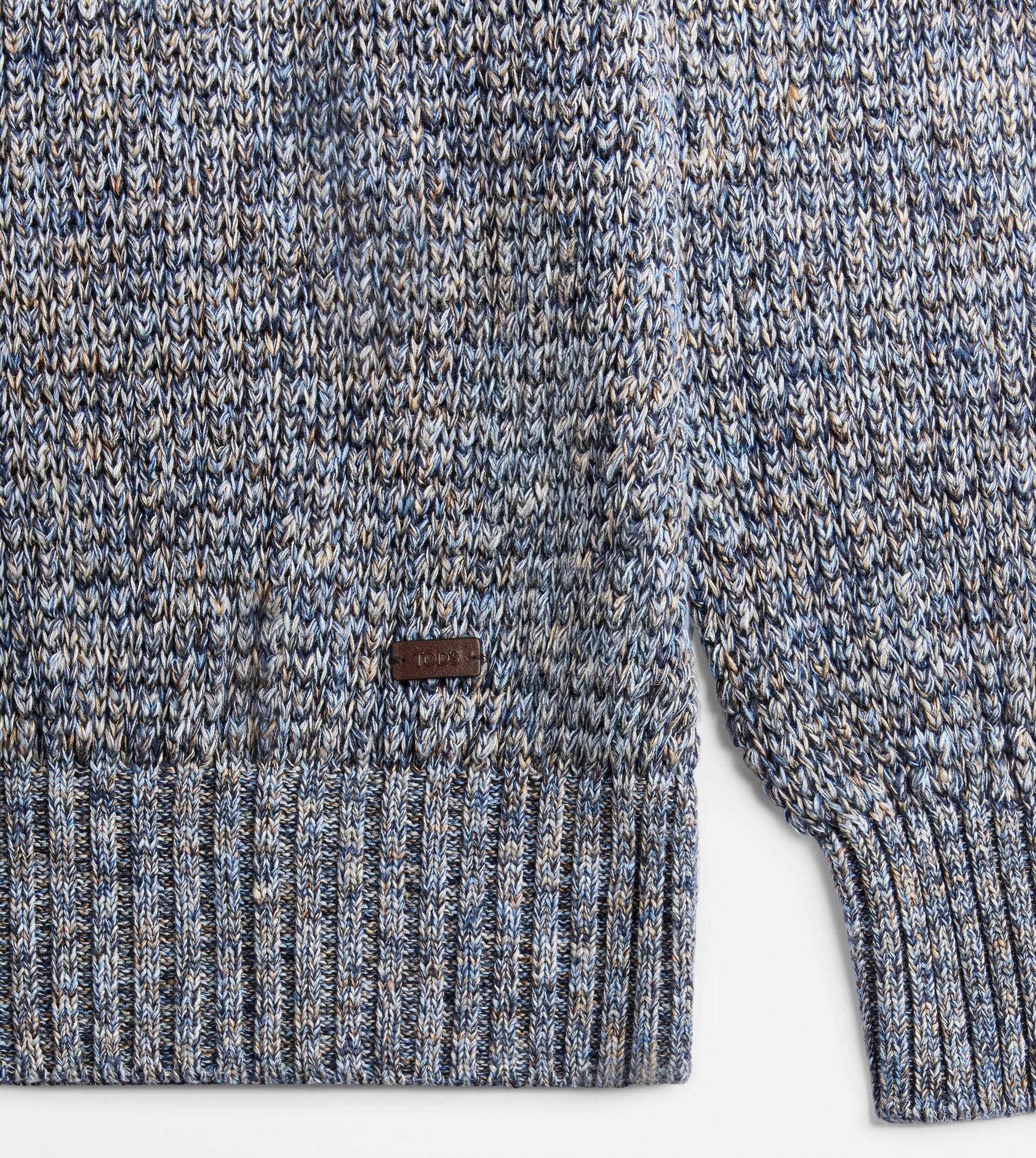 LINEN BLEND MOULINÉ PULLOVER - BLUE - 7