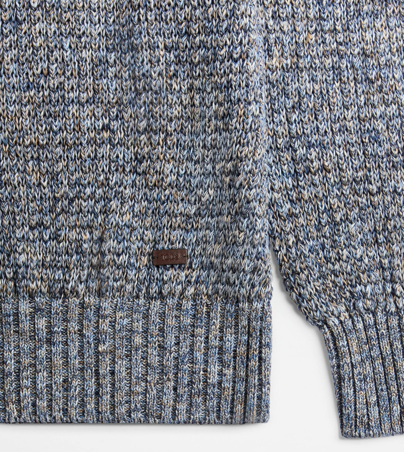 LINEN BLEND MOULINÉ PULLOVER - BLUE 7