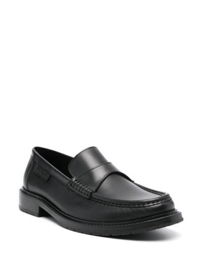 Moschino logo-patch leather loafers outlook