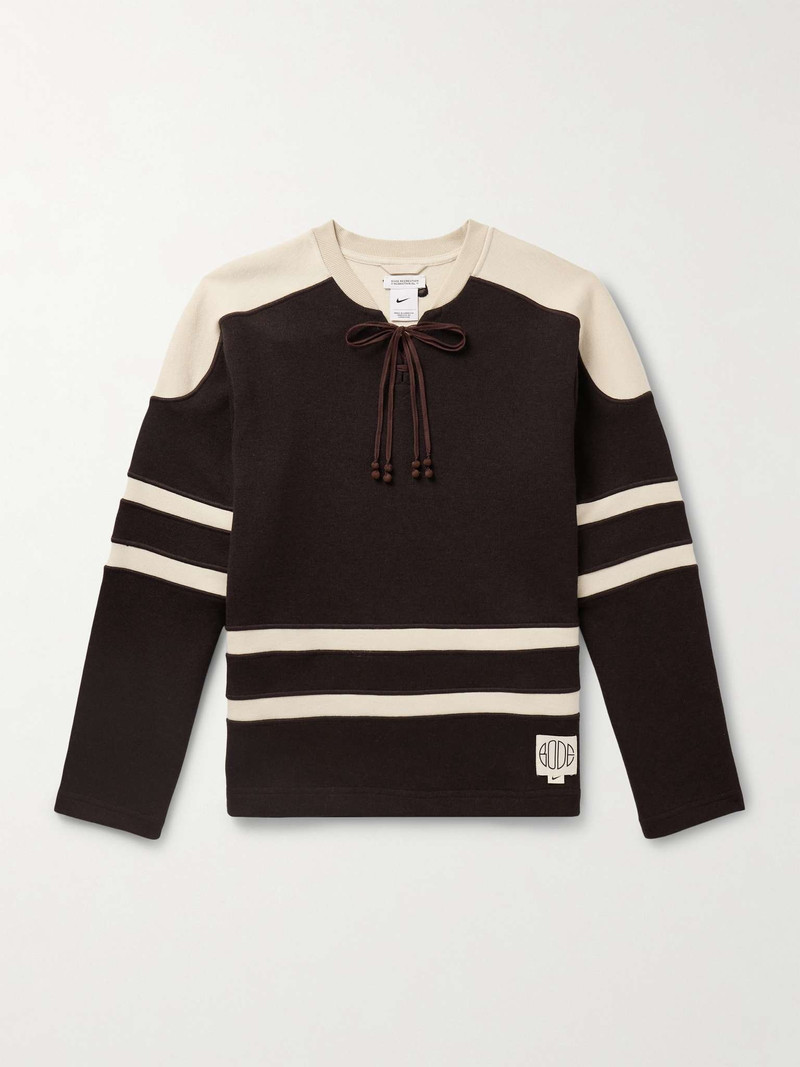 + BODE Logo-Appliquéd Striped Brushed-Jersey Sweatshirt - 1