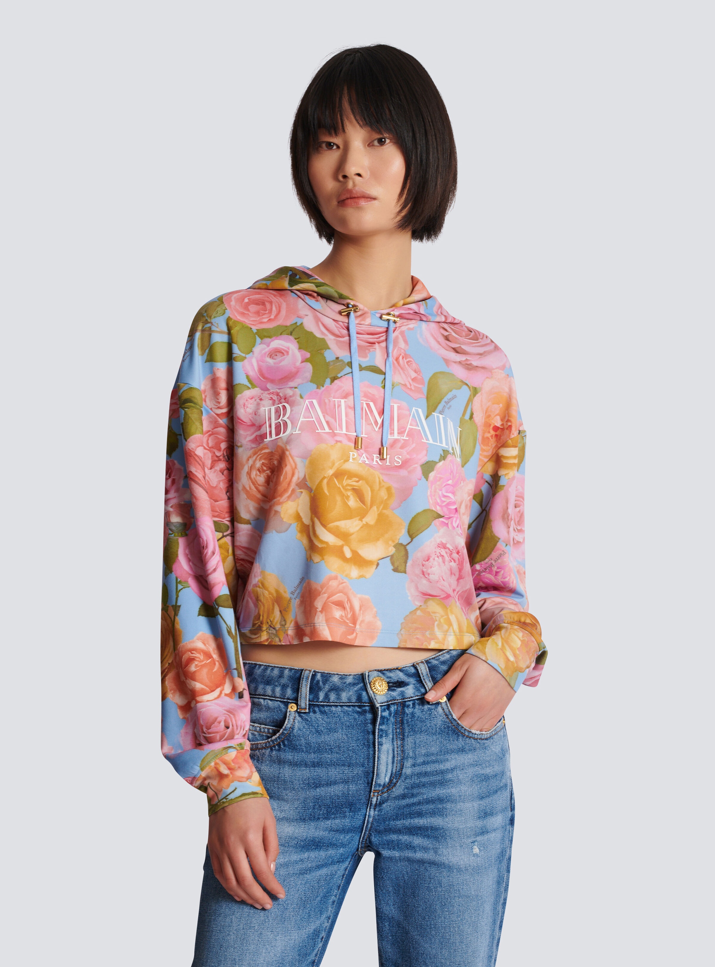 Vintage Balmain hoodie with Pastel Roses print - 6