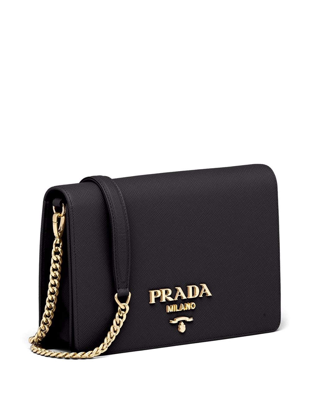 logo-lettering Saffiano leather shoulder bag - 3
