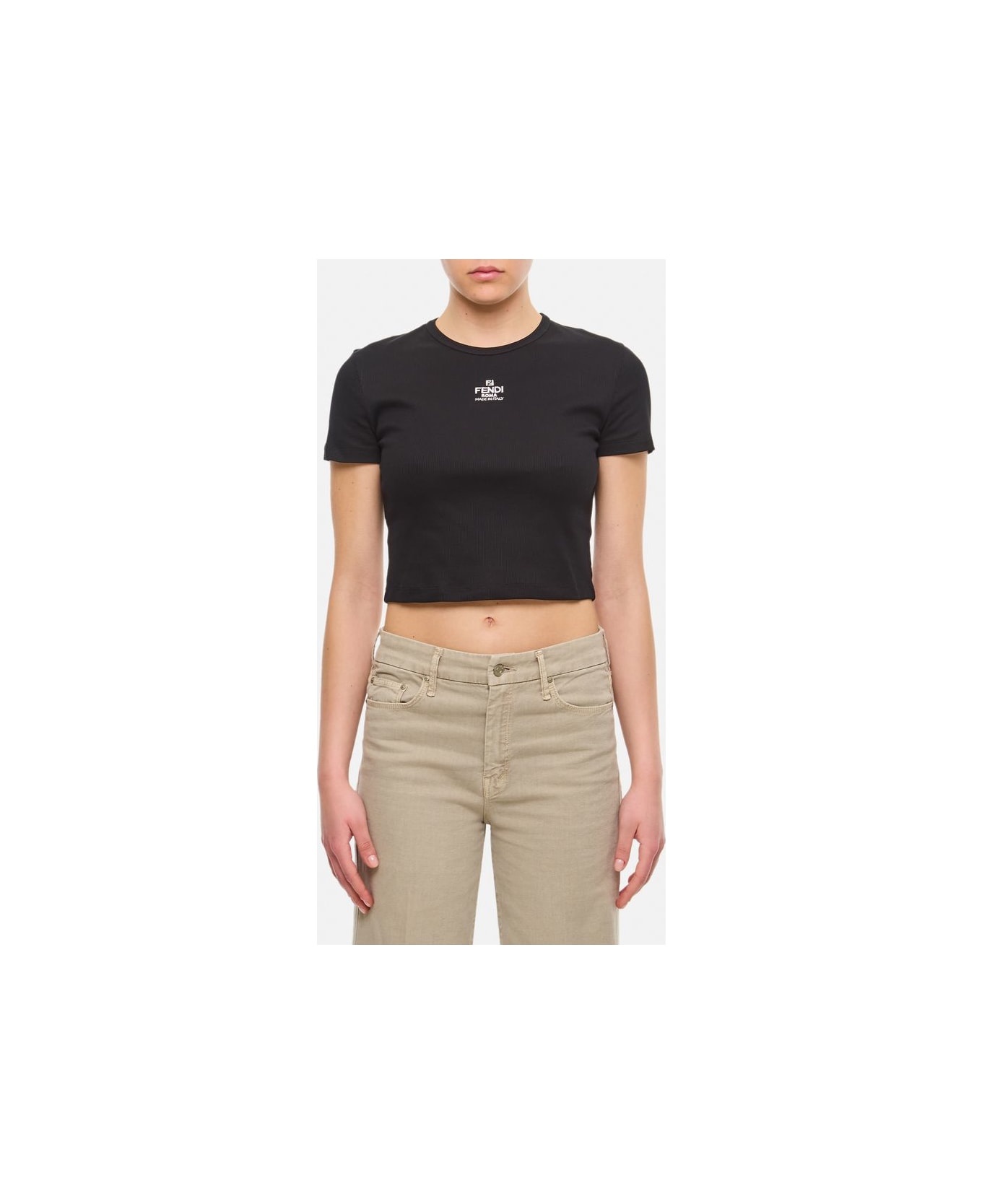 Ribbed Cropped T-shirt - 1
