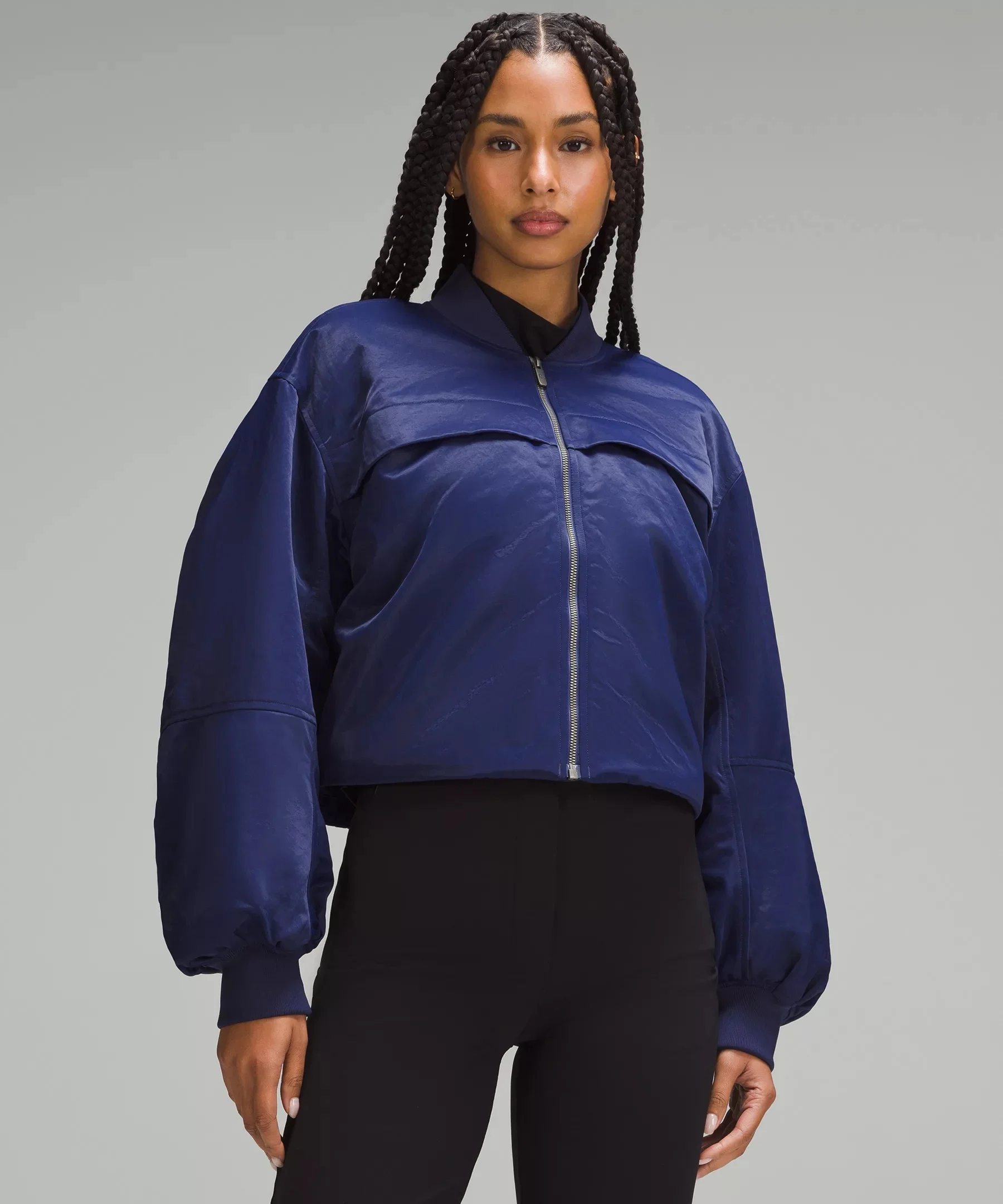 Insulated Ruched Bomber Jacket - 1