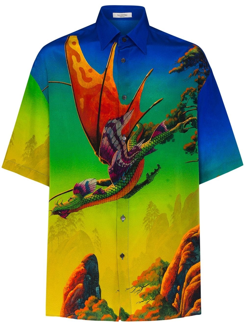 Dragon at Dawn graphic-print silk shirt - 1