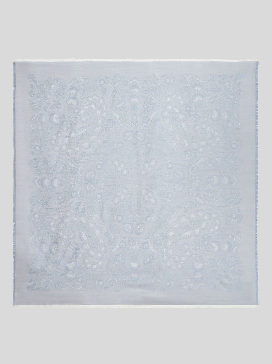 WOOL AND SILK JACQUARD SHAWL - 1