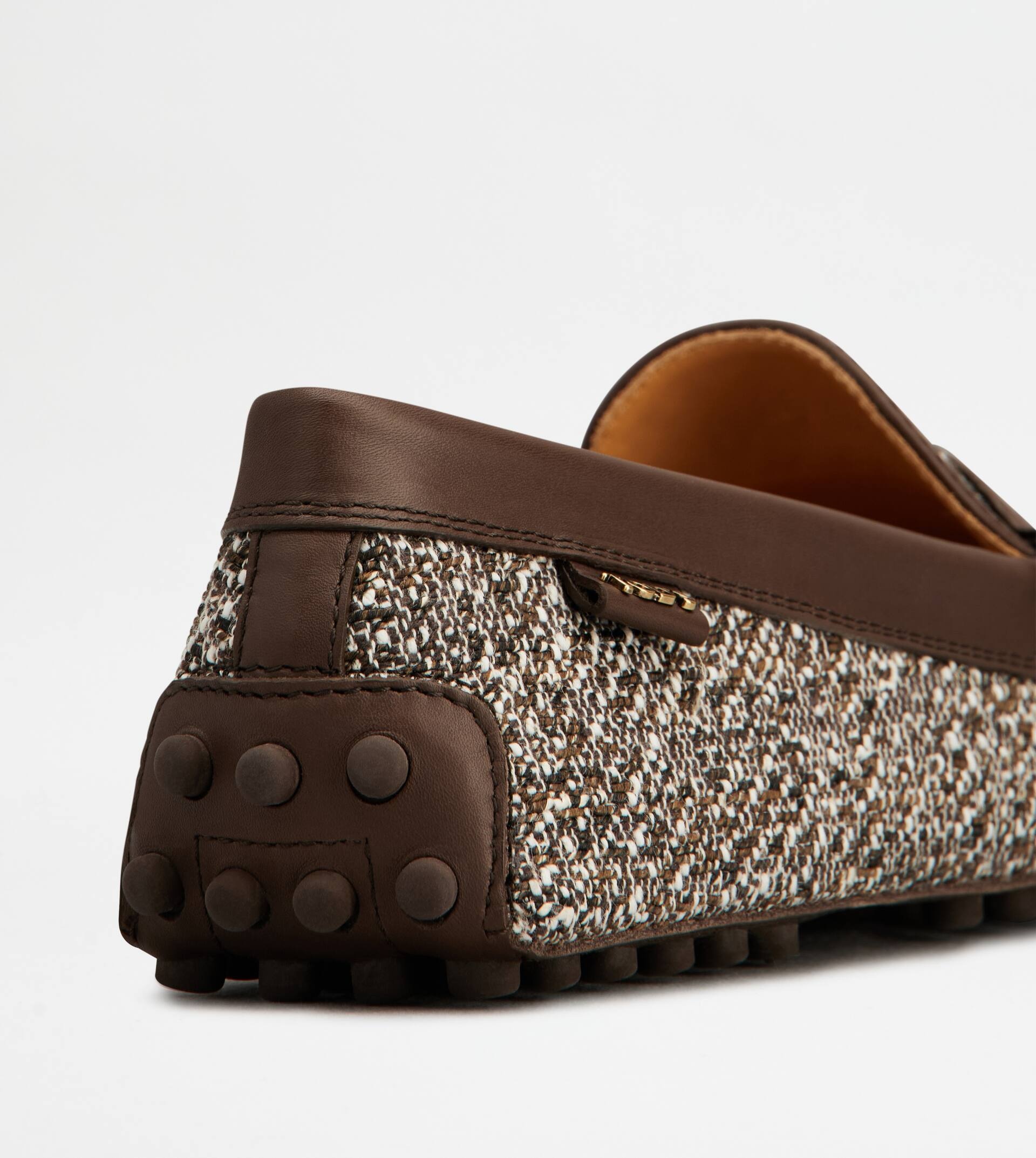 GOMMINO DRIVING SHOES IN FABRIC AND LEATHER - BROWN - 5
