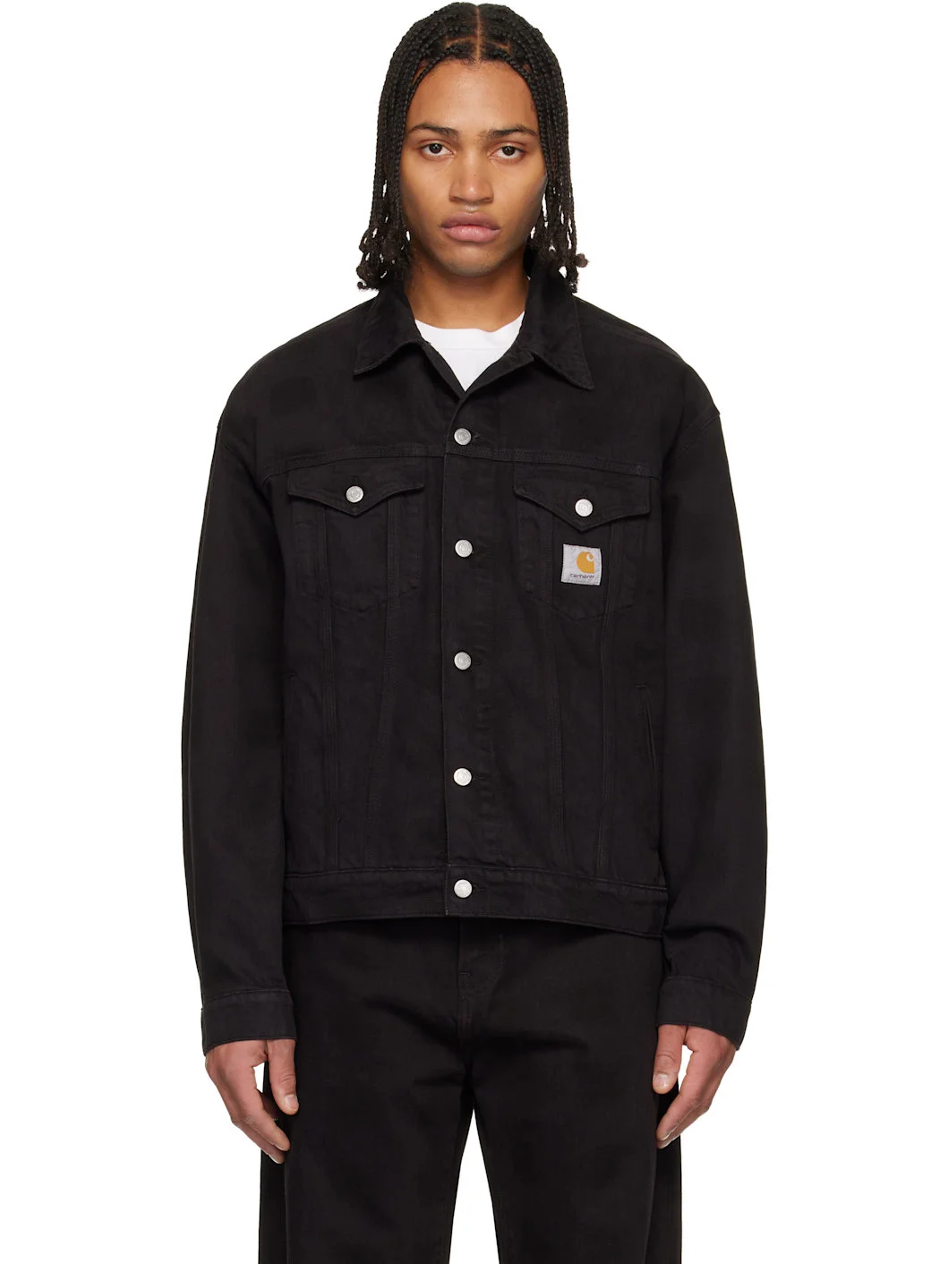 Black Everson Denim Trucker Jacket - 1