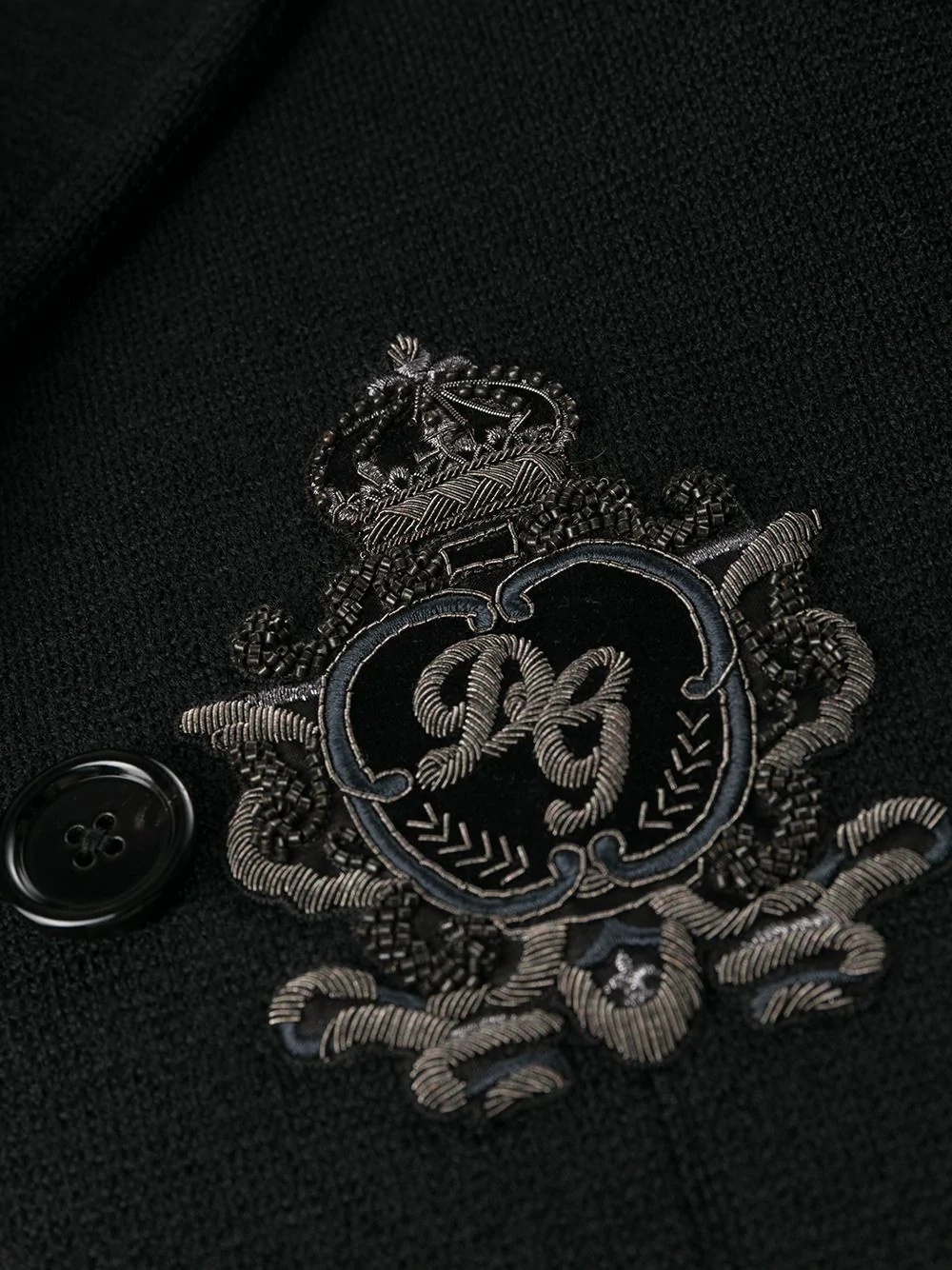 embroidered logo double-breasted coat - 7