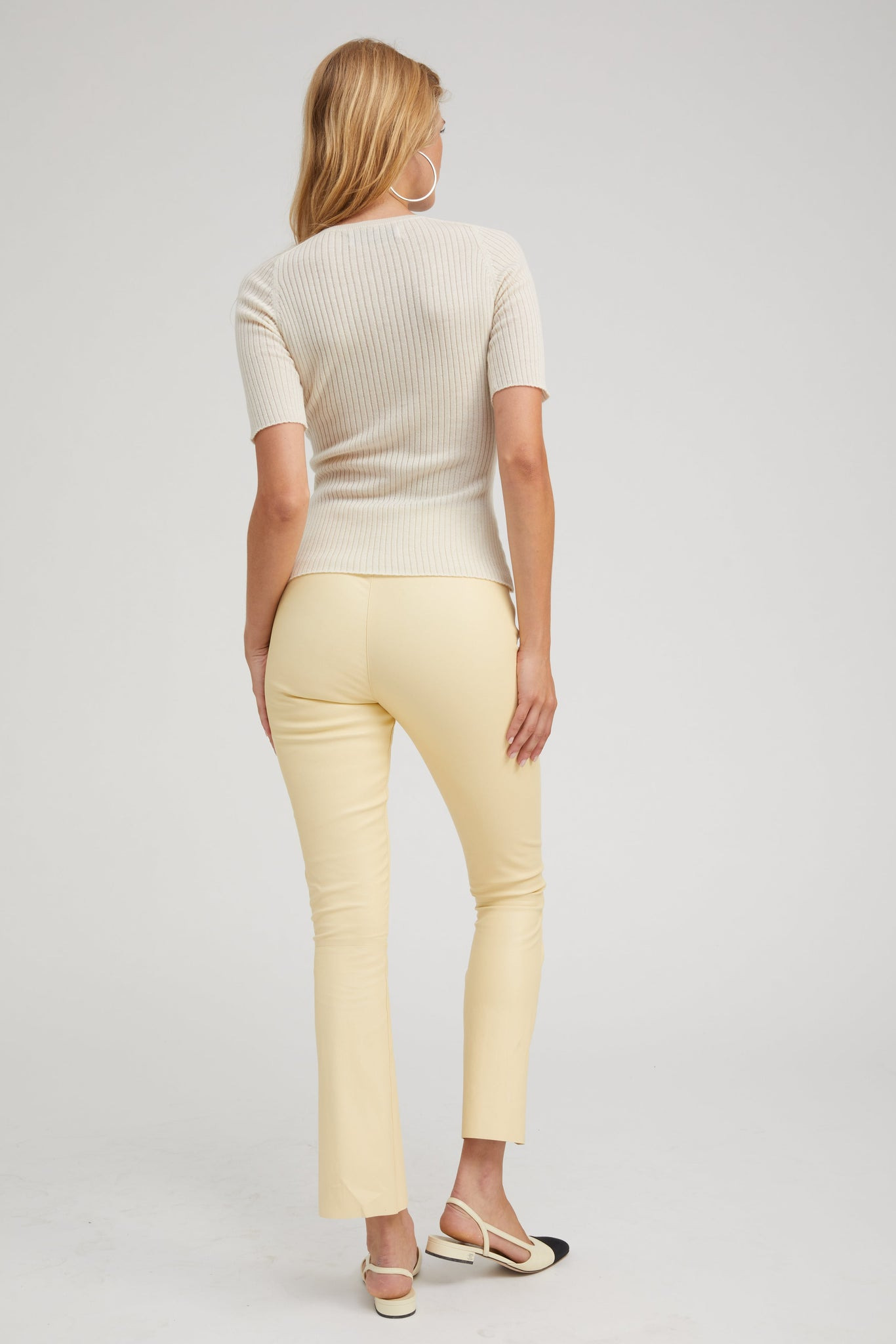 IVORY CASHMERE MID SLEEVE CREWNECK - 4