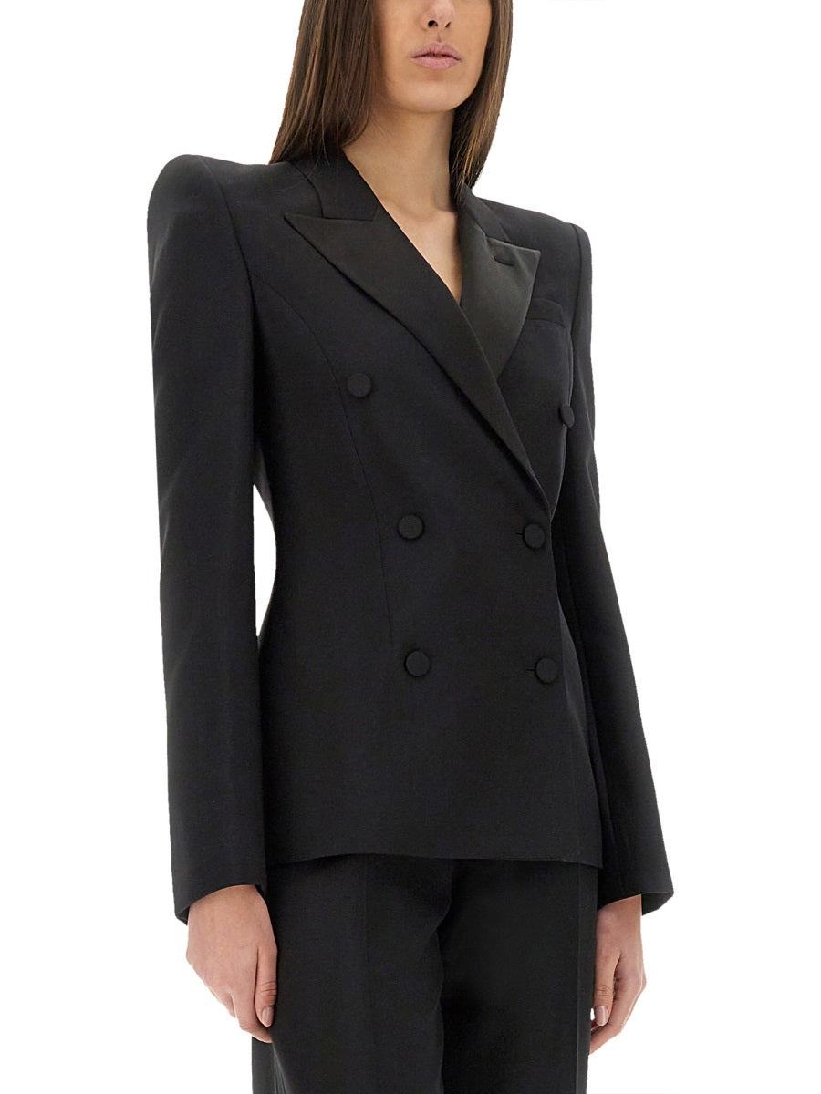Alexander Mcqueen Women Double-Breasted Jacket With Voluminous Shoulders - 4