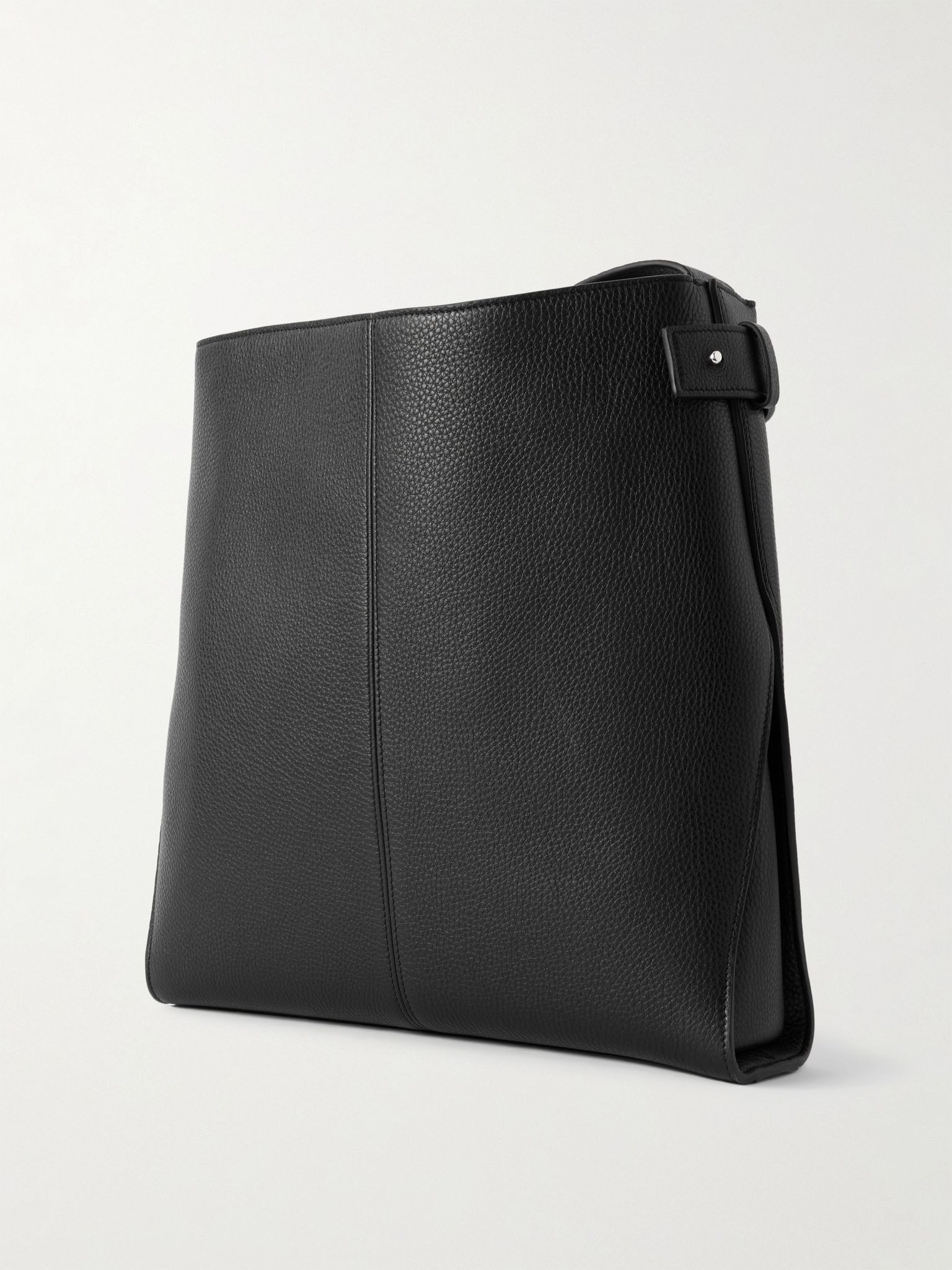Medium Full-Grain Leather Messenger Bag Black - 3