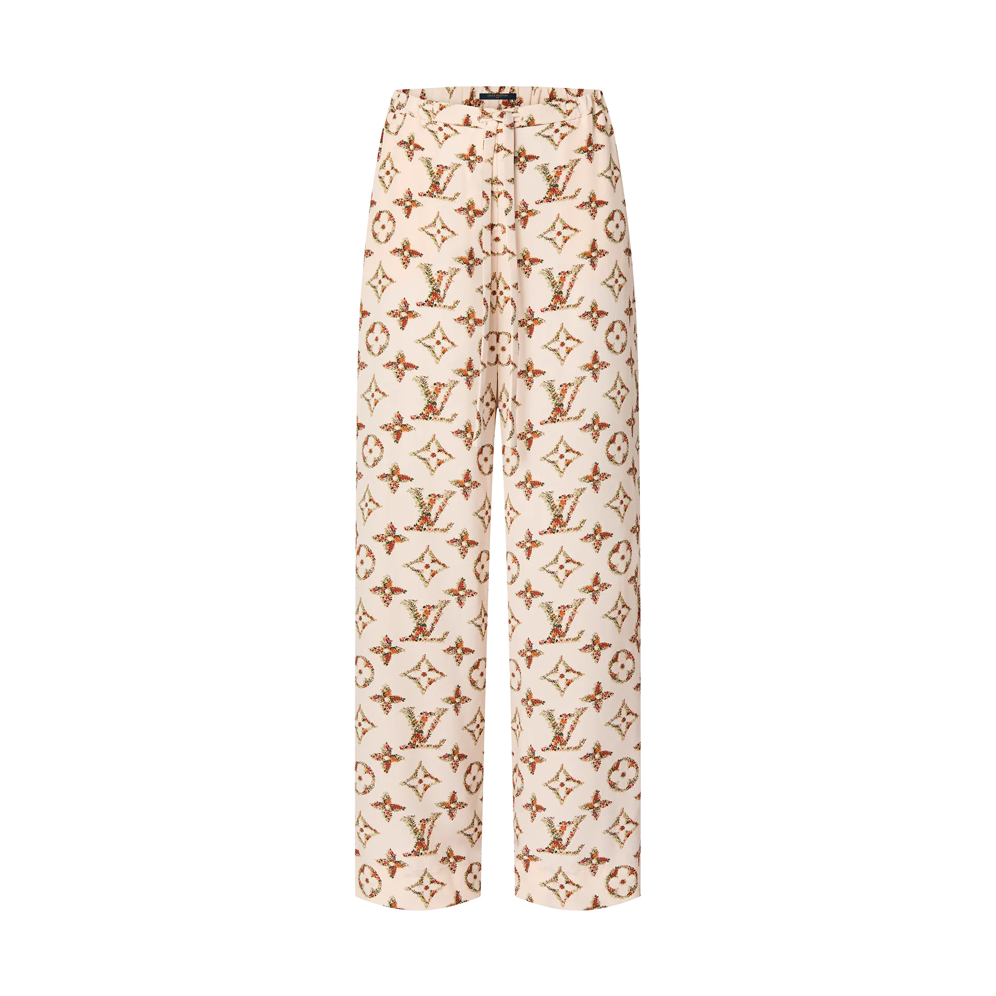Floral Monogram Wide-Leg Pajama Pants - 1
