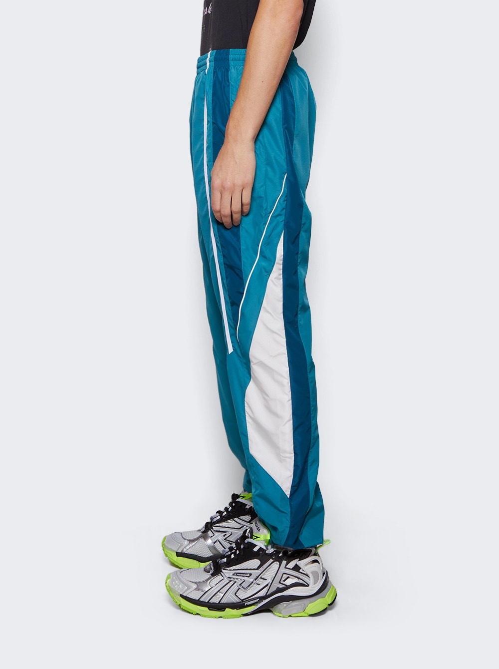 Panelled Trackpant Teal And White - 4