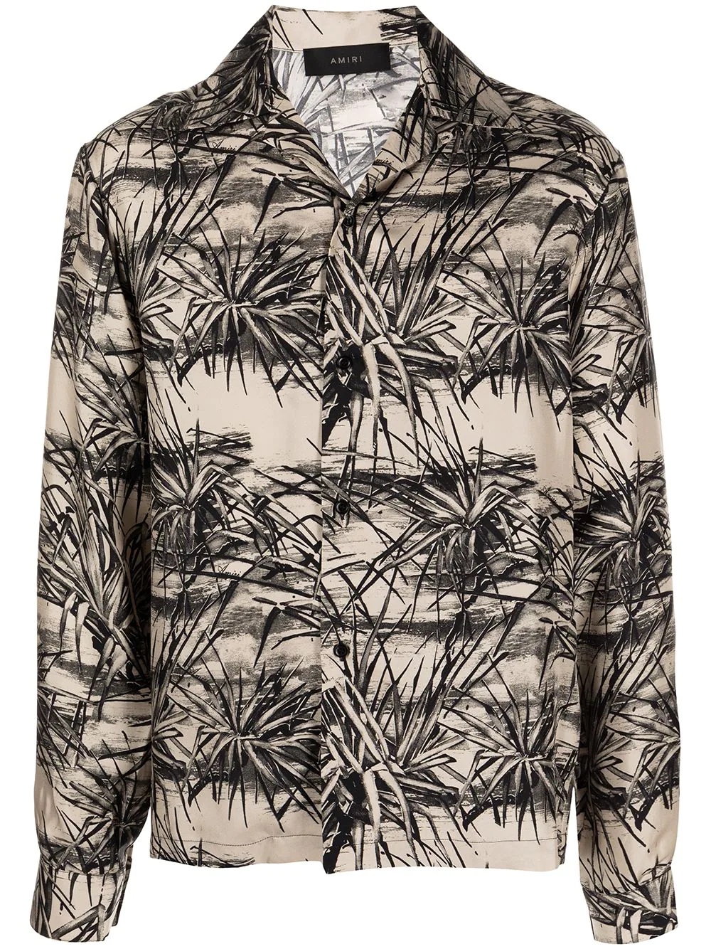 foliage-print silk shirt - 1