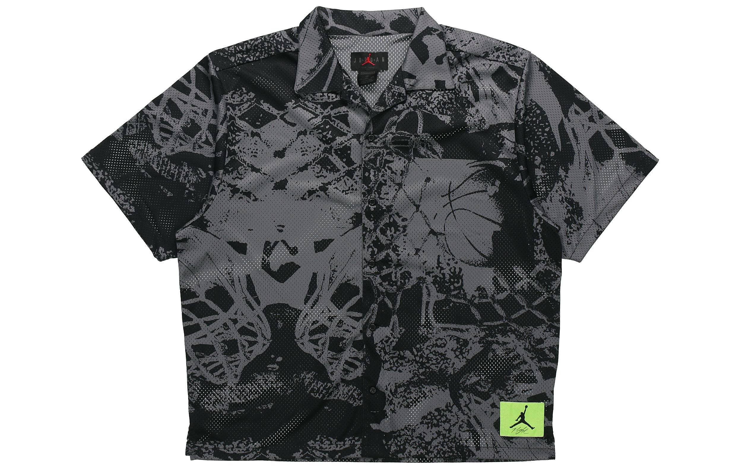 Air Jordan Flight Knitting Printing Wide Loose Basketball Short Sleeve Shirt Men's Black CZ4736-010 - 2