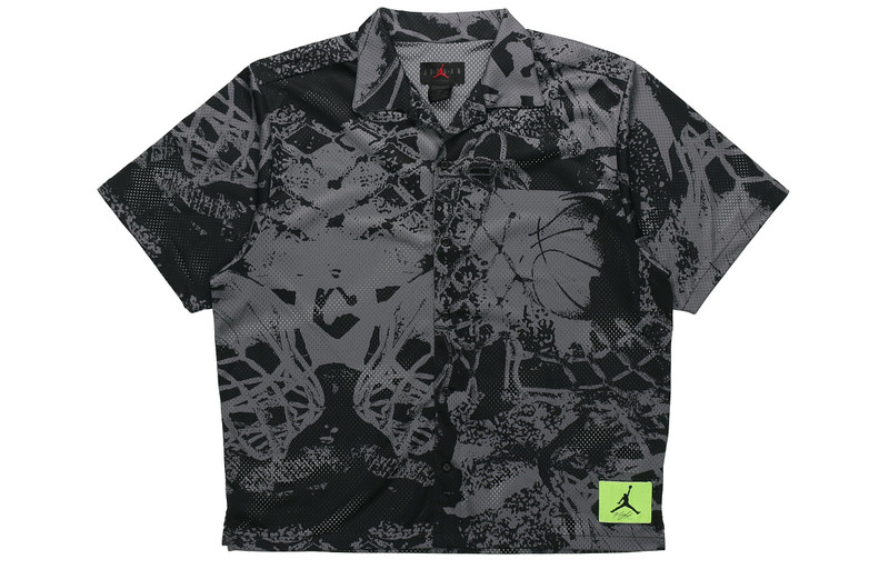 Jordan Air Jordan Flight Knitting Printing Wide Loose Basketball Short Sleeve Shirt Men's Black CZ4736-010 outlook