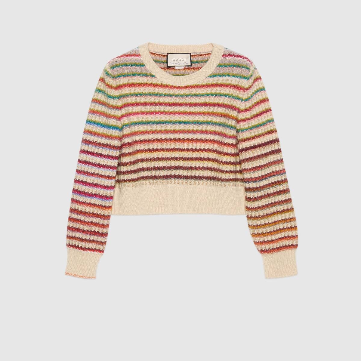 Striped wool crop sweater - 1