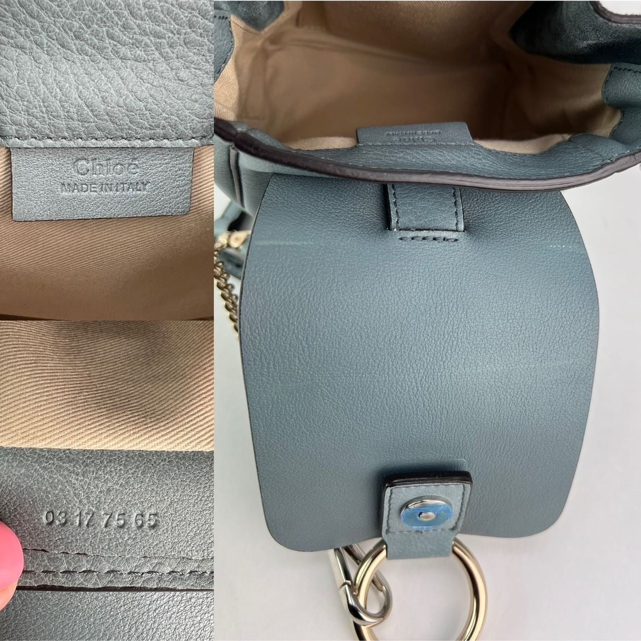 Chloe Blue Faye Mini Suede and Leather Backpack Bag - 4