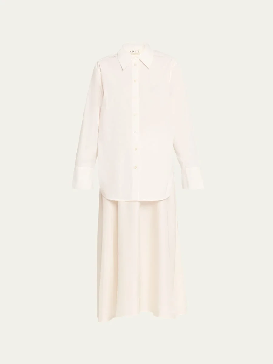 Silk-Poplin Combo Gilet Maxi Dress - 1