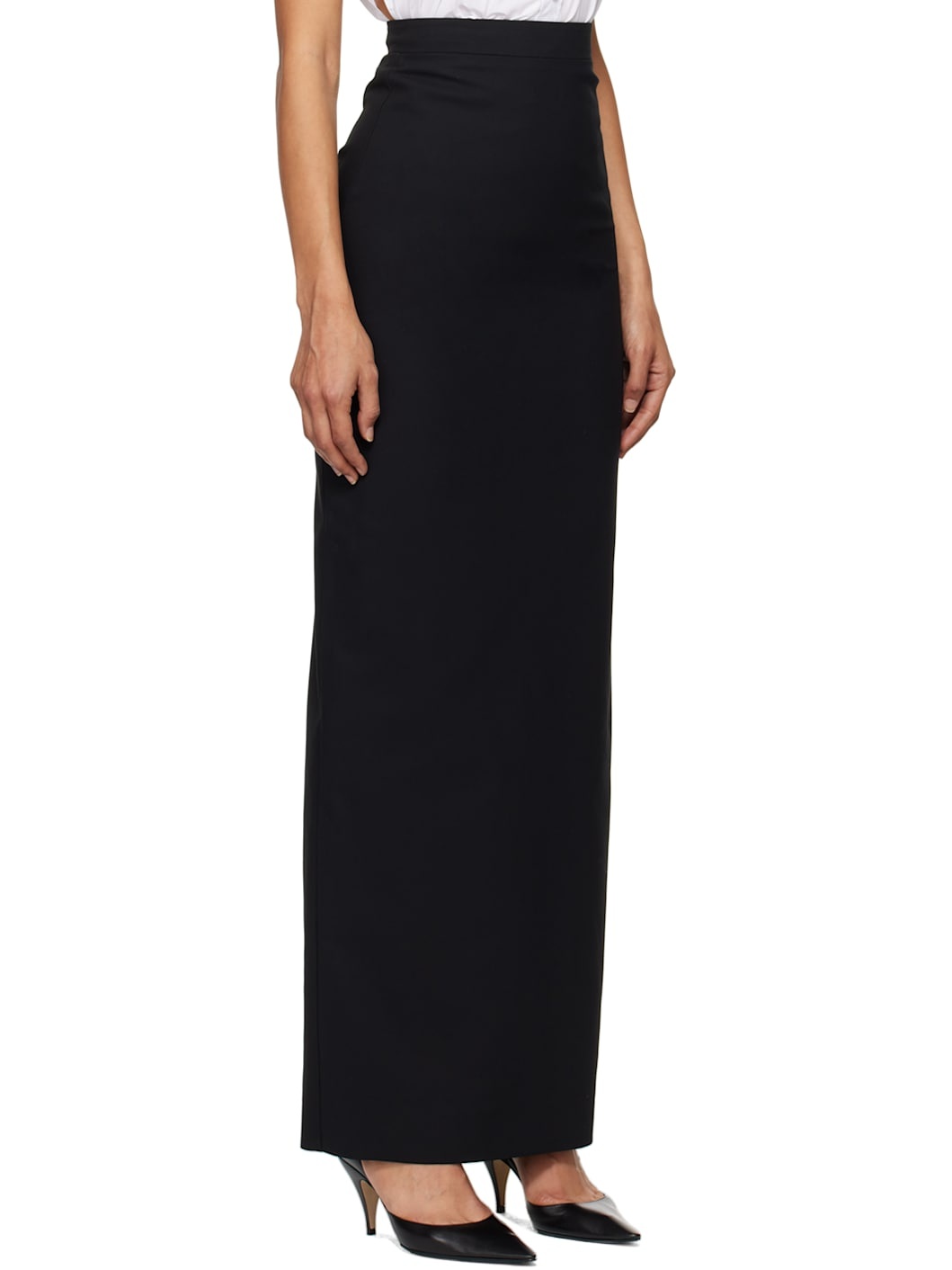 Black Nathalie X-Long Pencil Maxi Skirt - 2