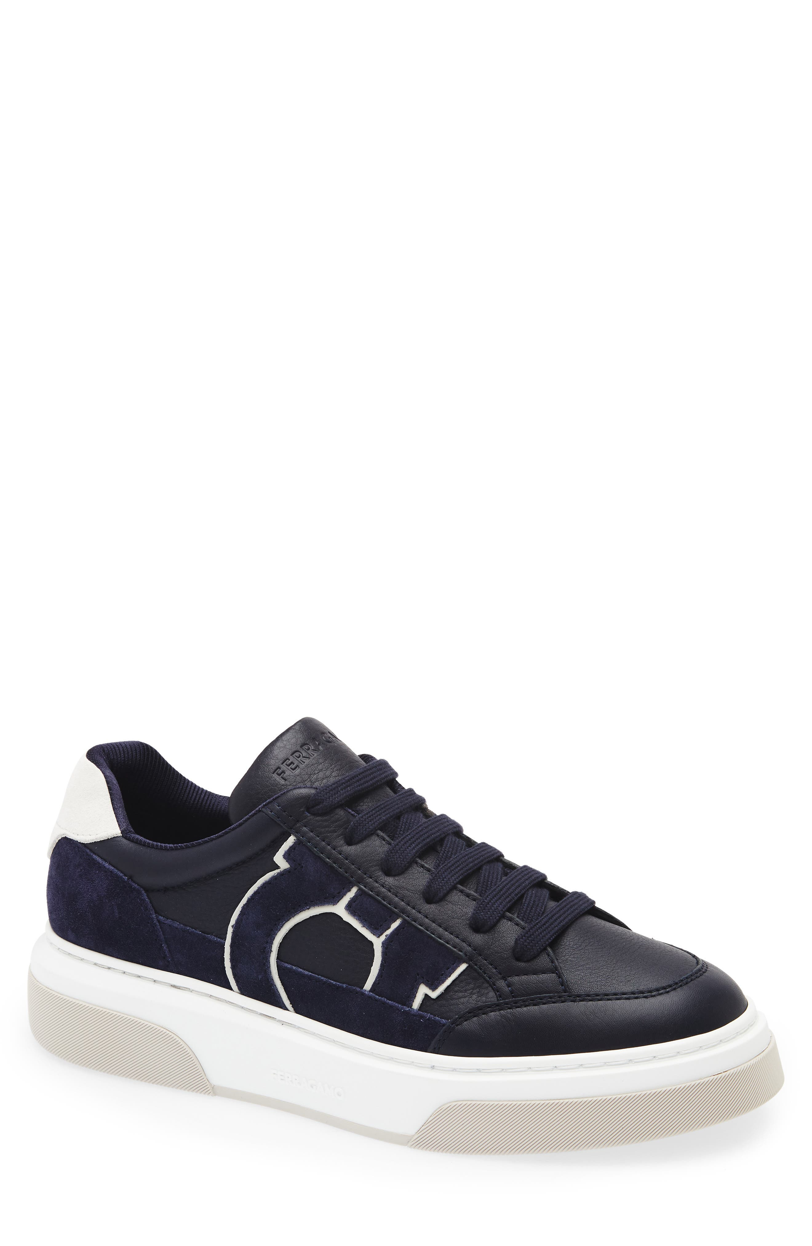 FERRAGAMO Cassina Gancio Low Top Sneaker in Navy Haze at Nordstrom - 1