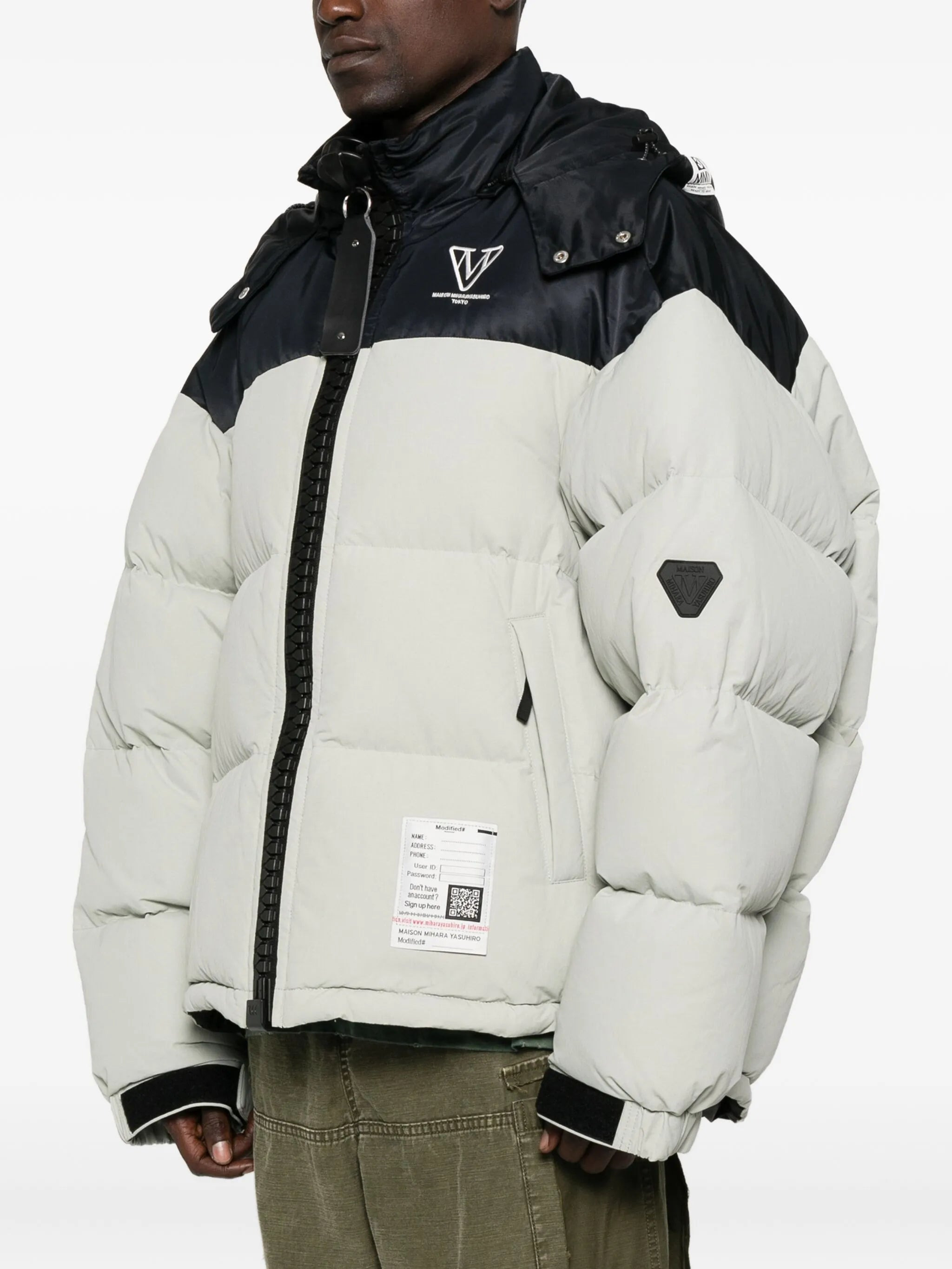 colour-blocked padded coat - 3