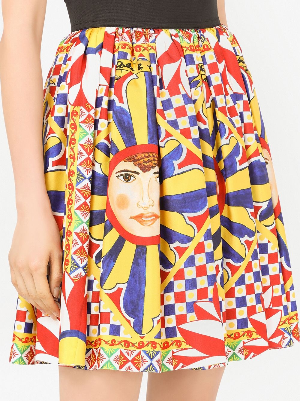 graphic-print A-line silk skirt - 5