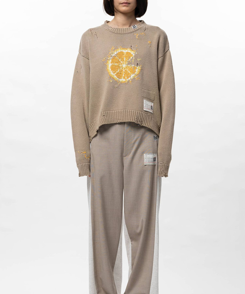 Orange Jacquard Knit Sweater 10