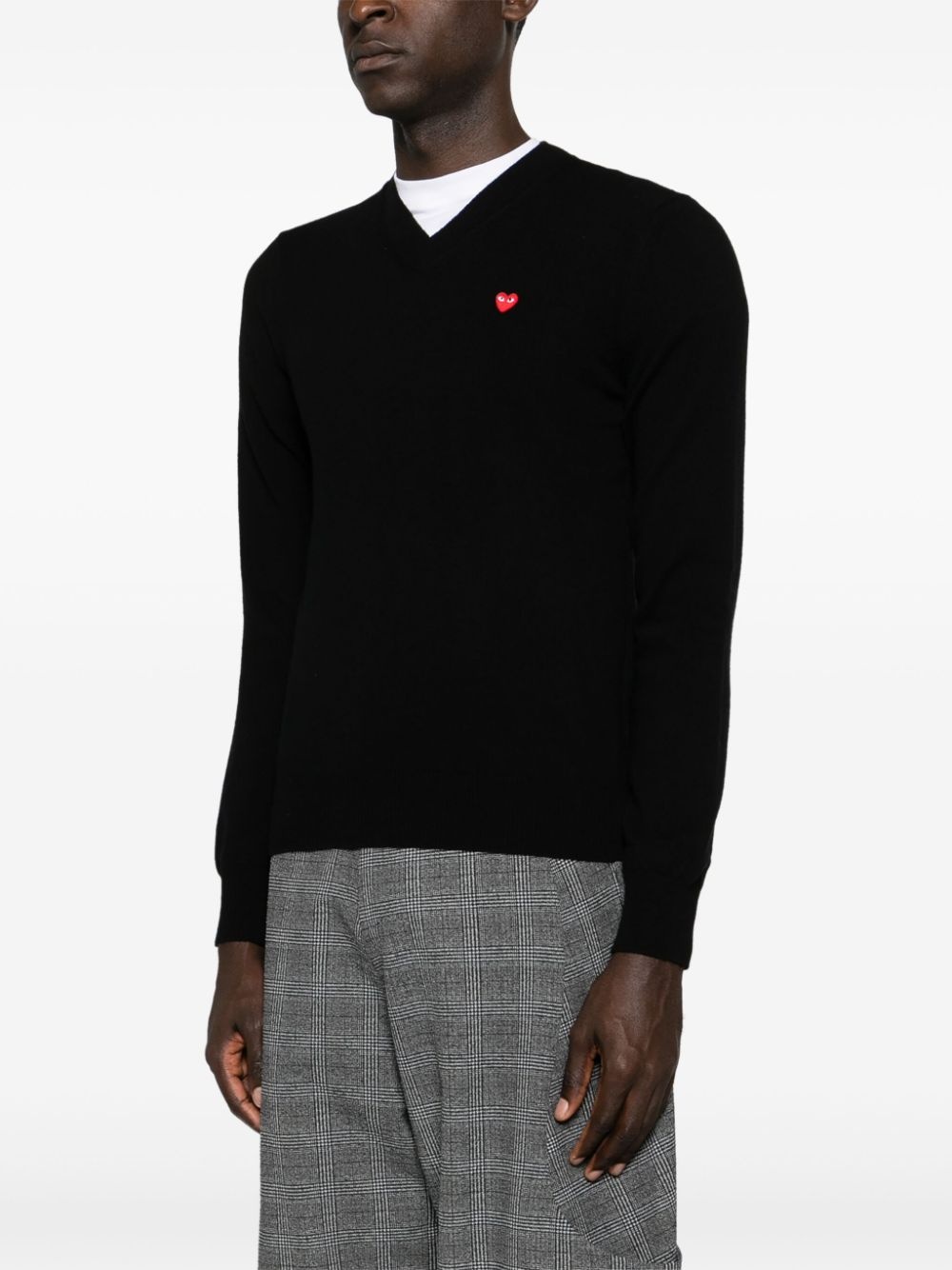 heart-patch wool jumper - 4