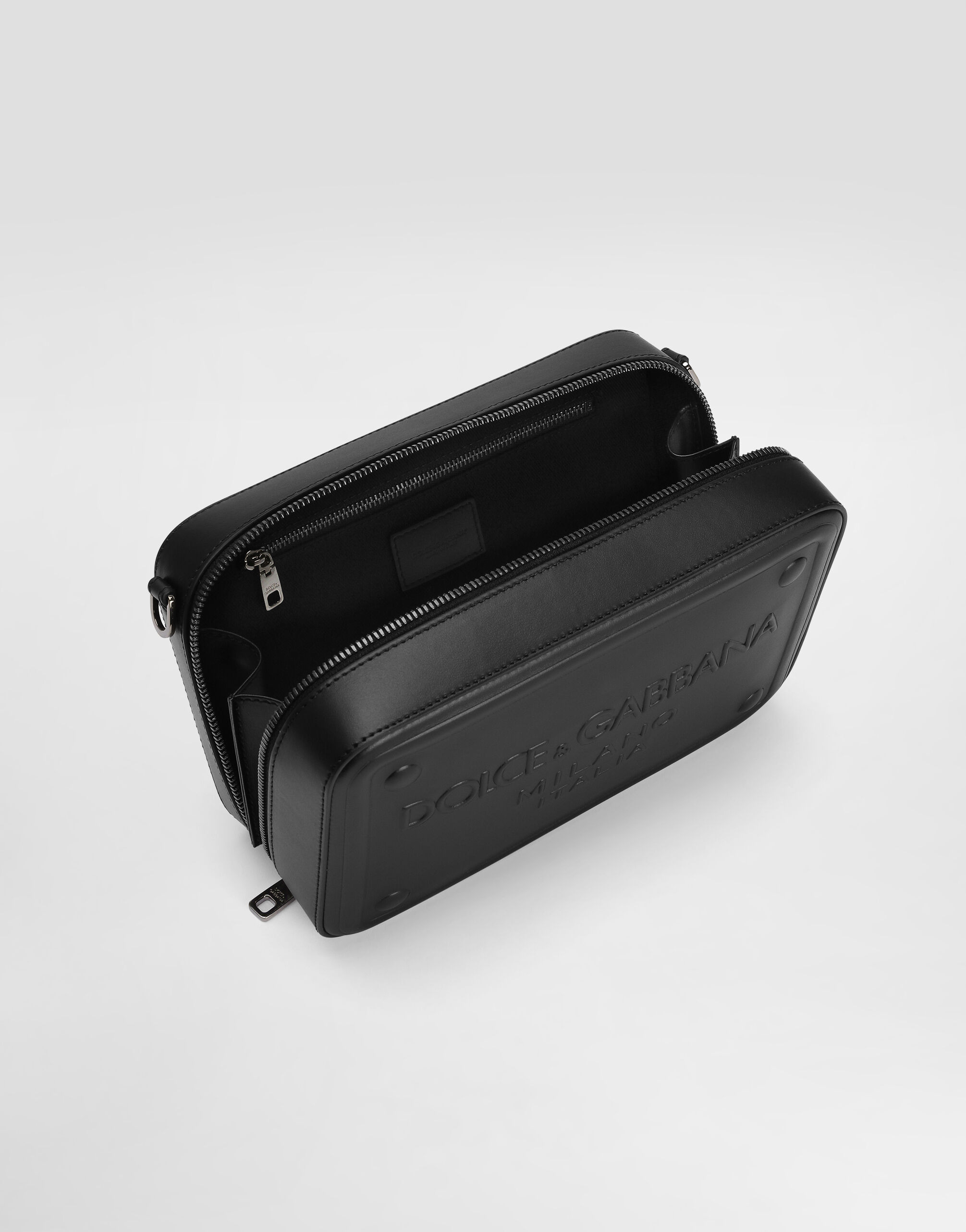 Calfskin crossbody bag with raised logo - 5