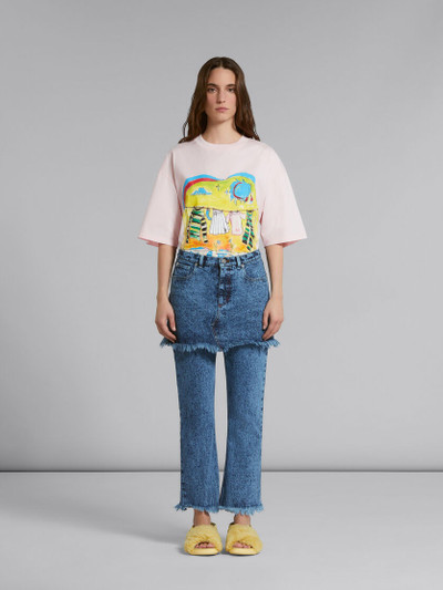 Marni BLUE MARBLED DENIM TROUSERS WITH SKIRT OVERLAY outlook